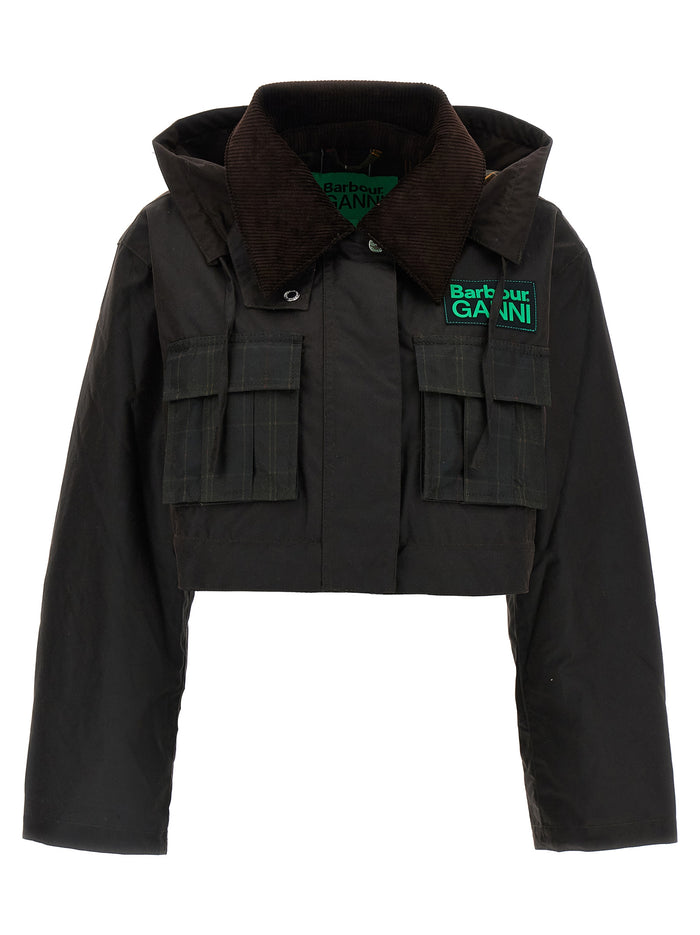 Parka Barbour X GANNI Brown Waxed Cotton Down Jacket, Parka, Casual Jackets