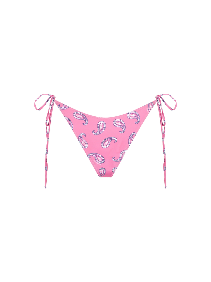 Pink Norah Cheeky Swim Briefs With Paisley Print Bottom