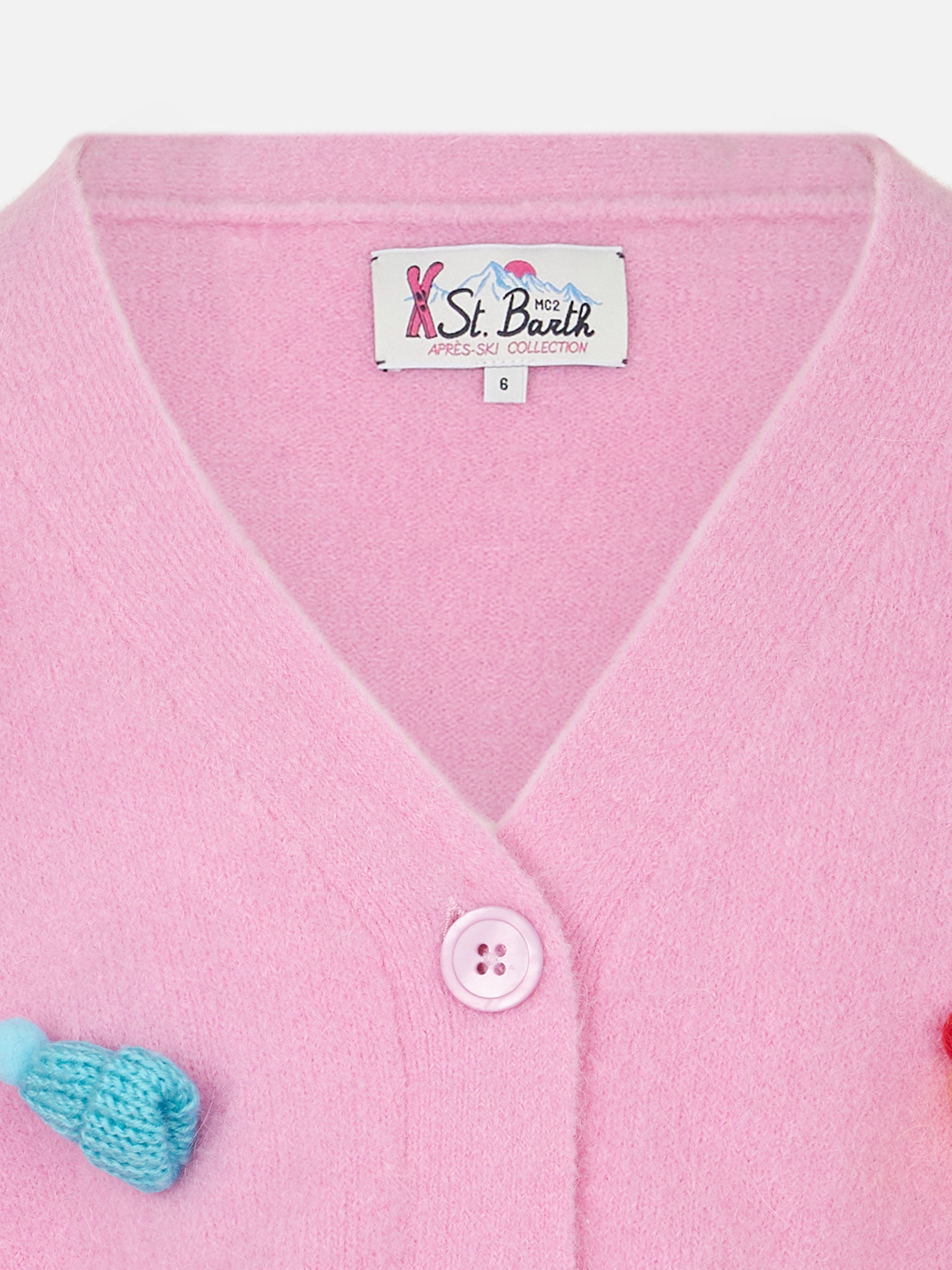 Girl Brushed Cropped Cardigan With Puff Sleeves Pink
