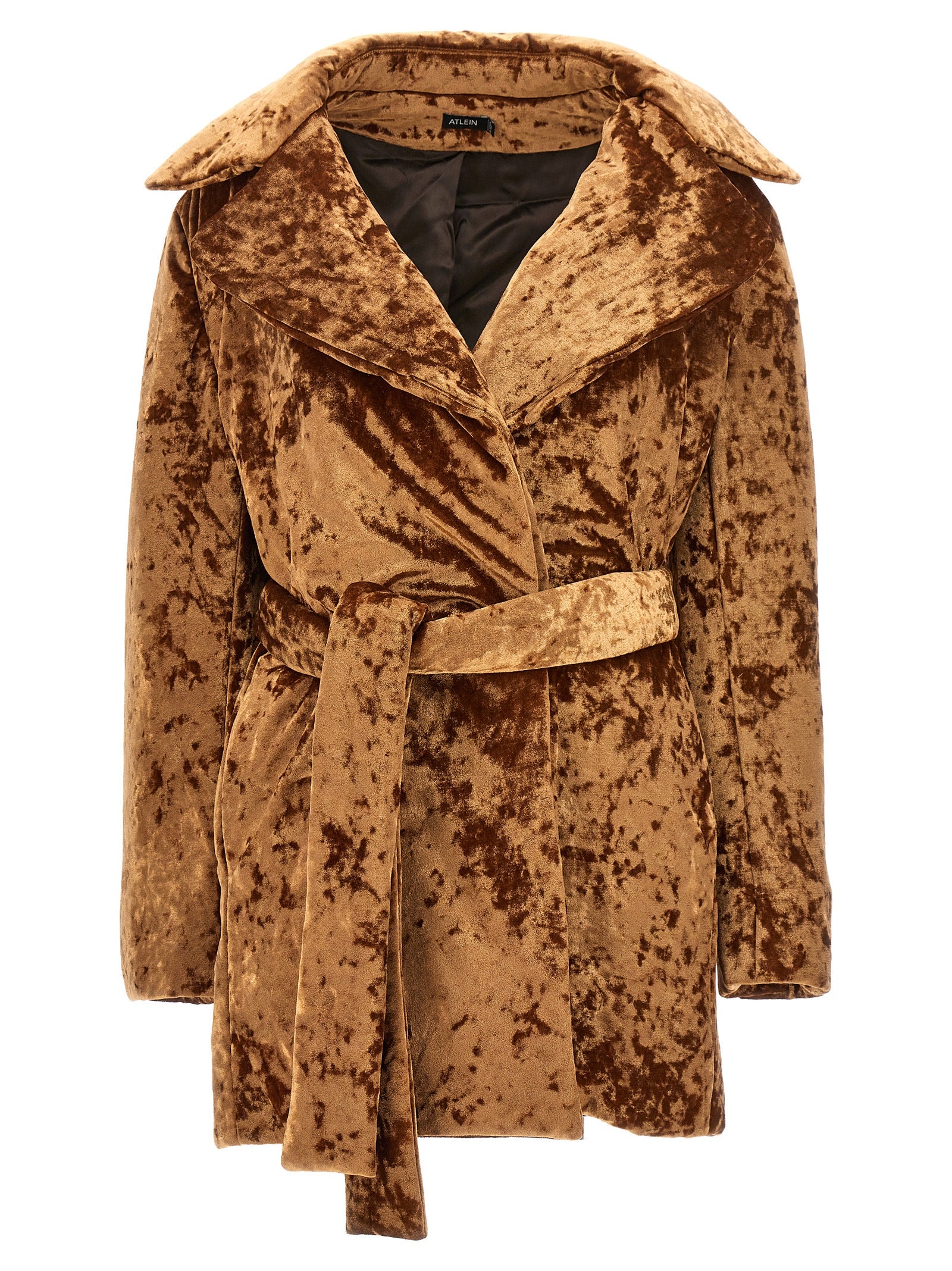 Crushed velvet coat Brown Polyester Elastane Coats, Trench