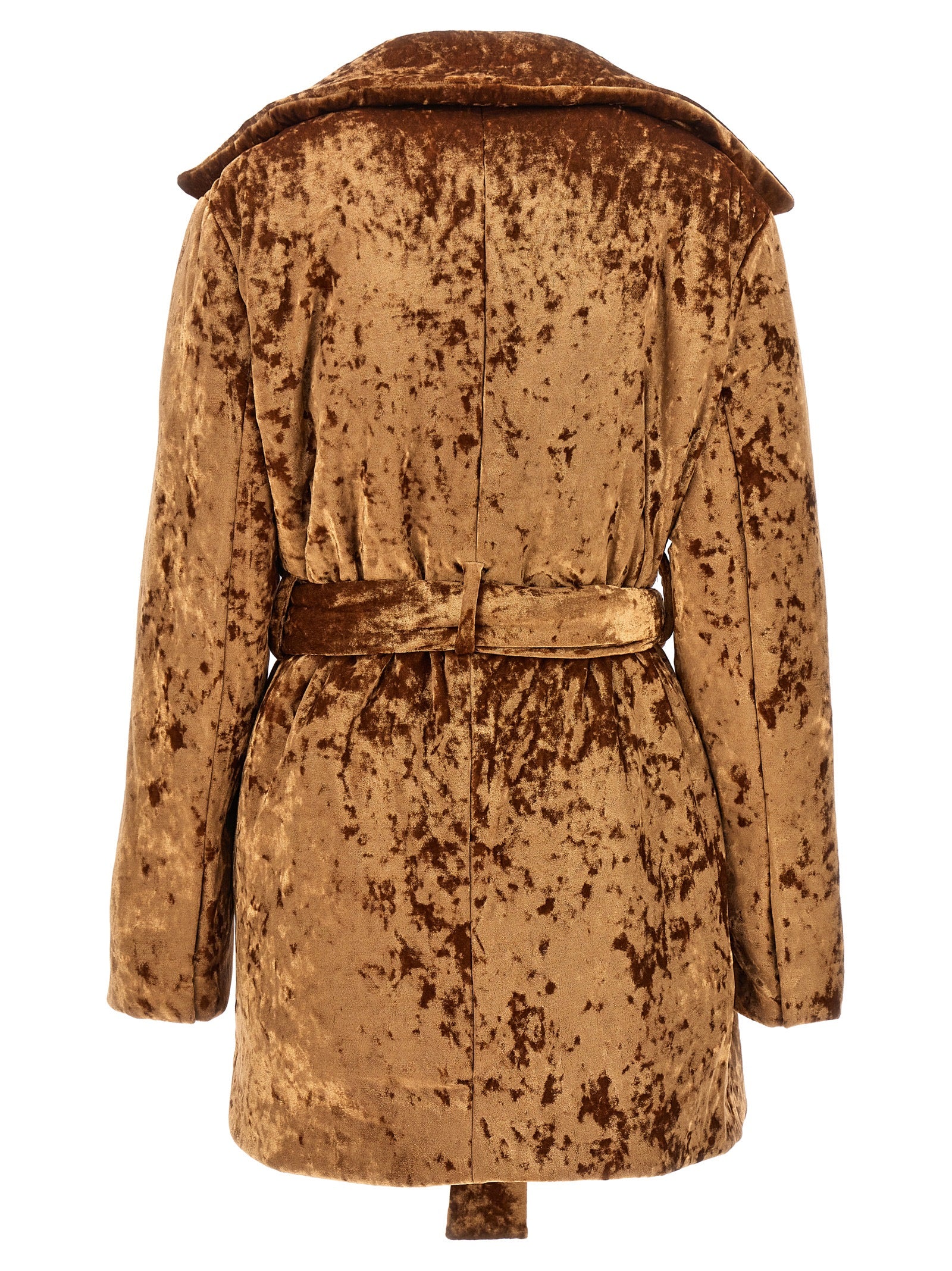 Crushed velvet coat Brown Polyester Elastane Coats, Trench