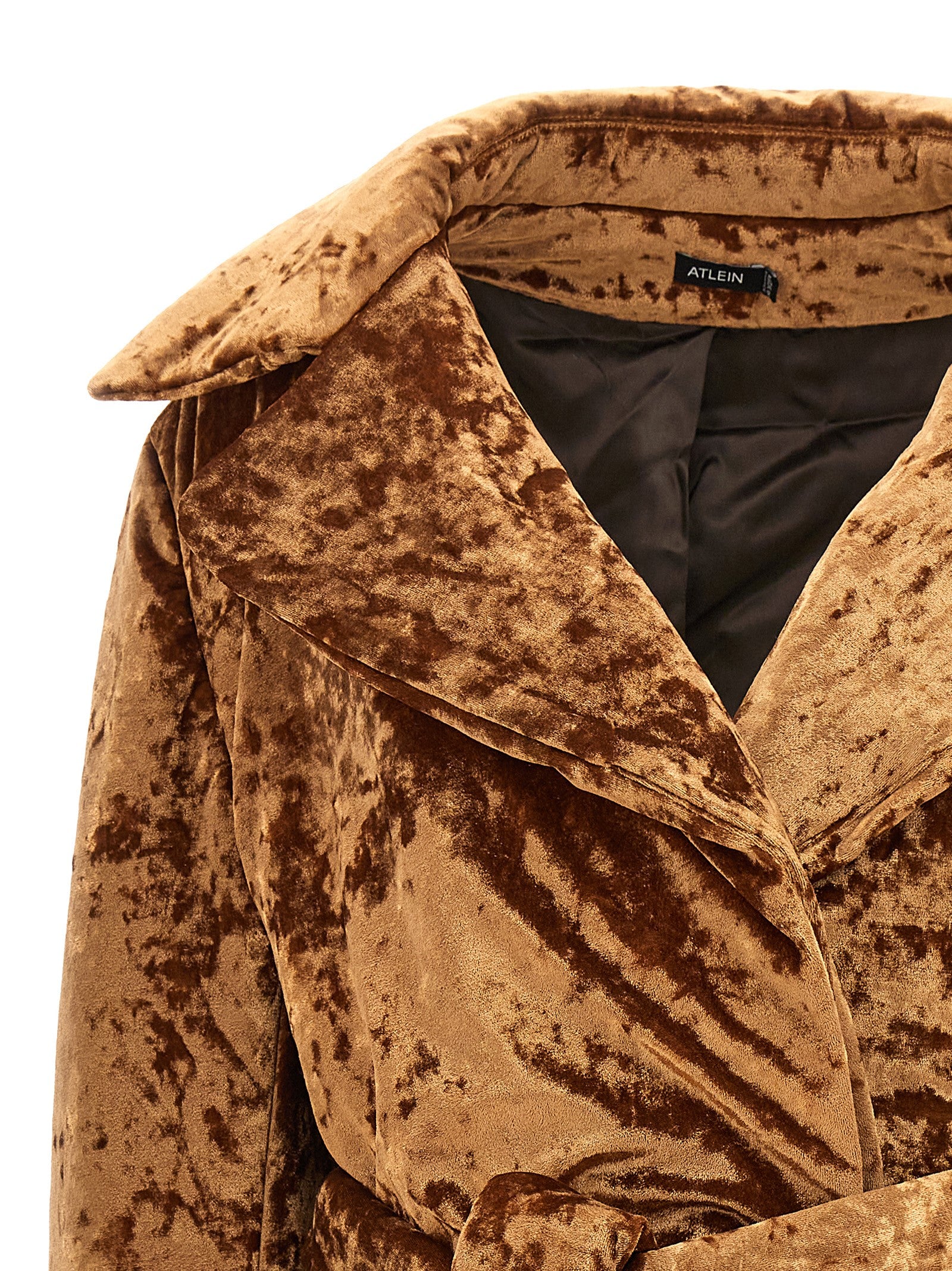 Crushed velvet coat Brown Polyester Elastane Coats, Trench
