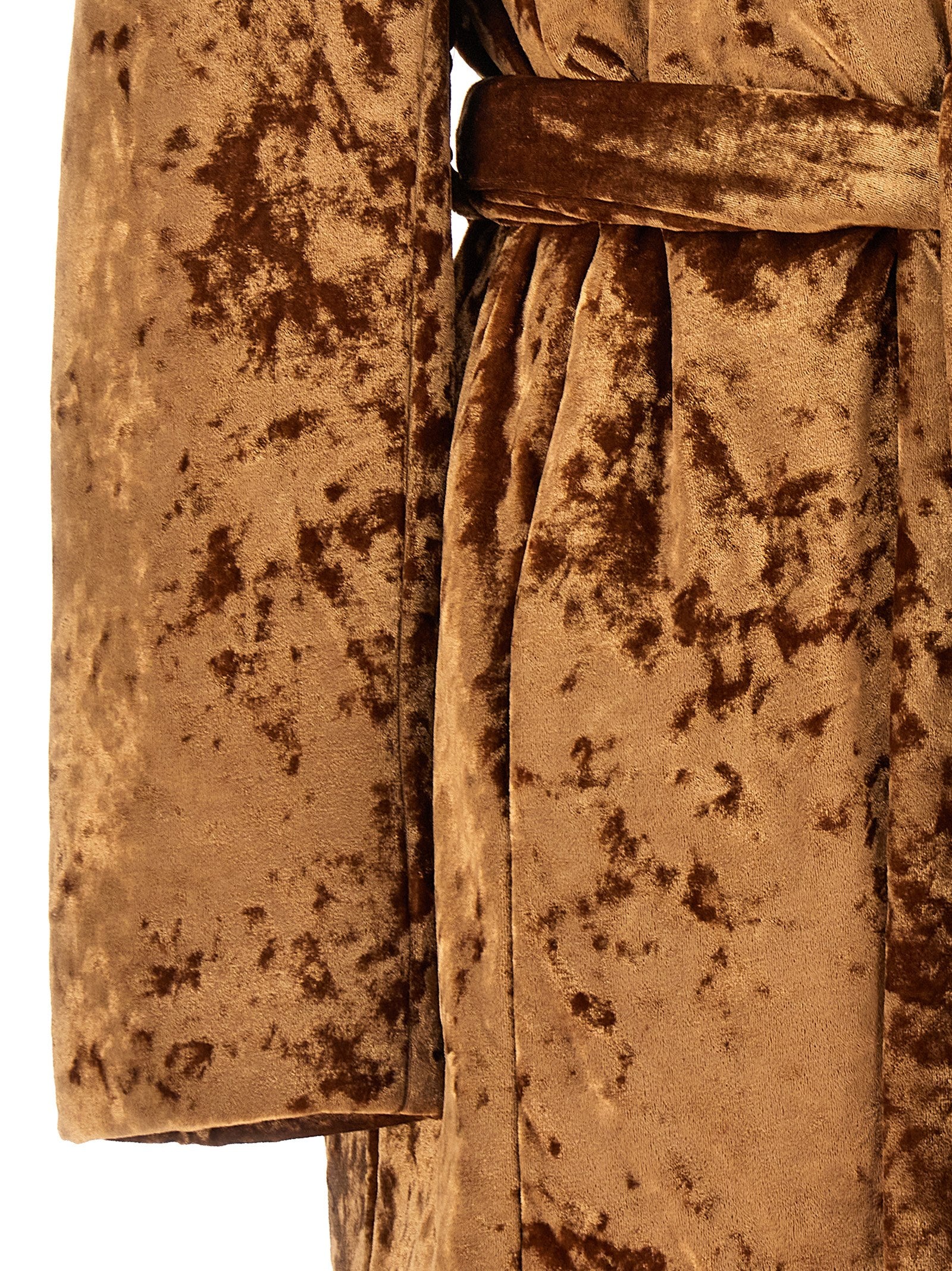 Crushed velvet coat Brown Polyester Elastane Coats, Trench