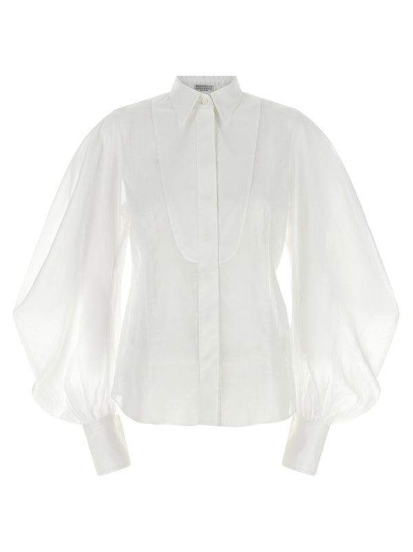 Brunello Cucinelli Crispy Organza Shirt — White