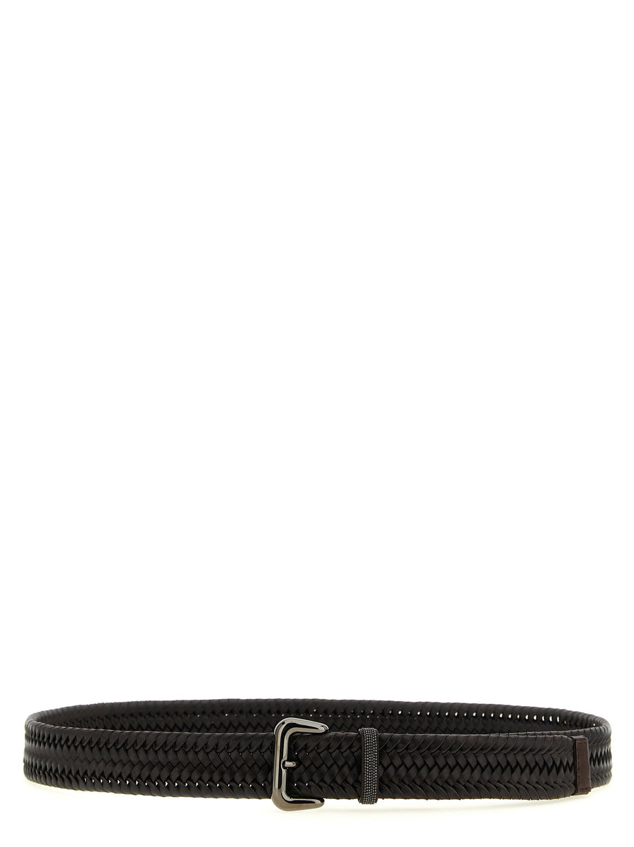 Brunello Cucinelli Shiny Loop Belt — Brown