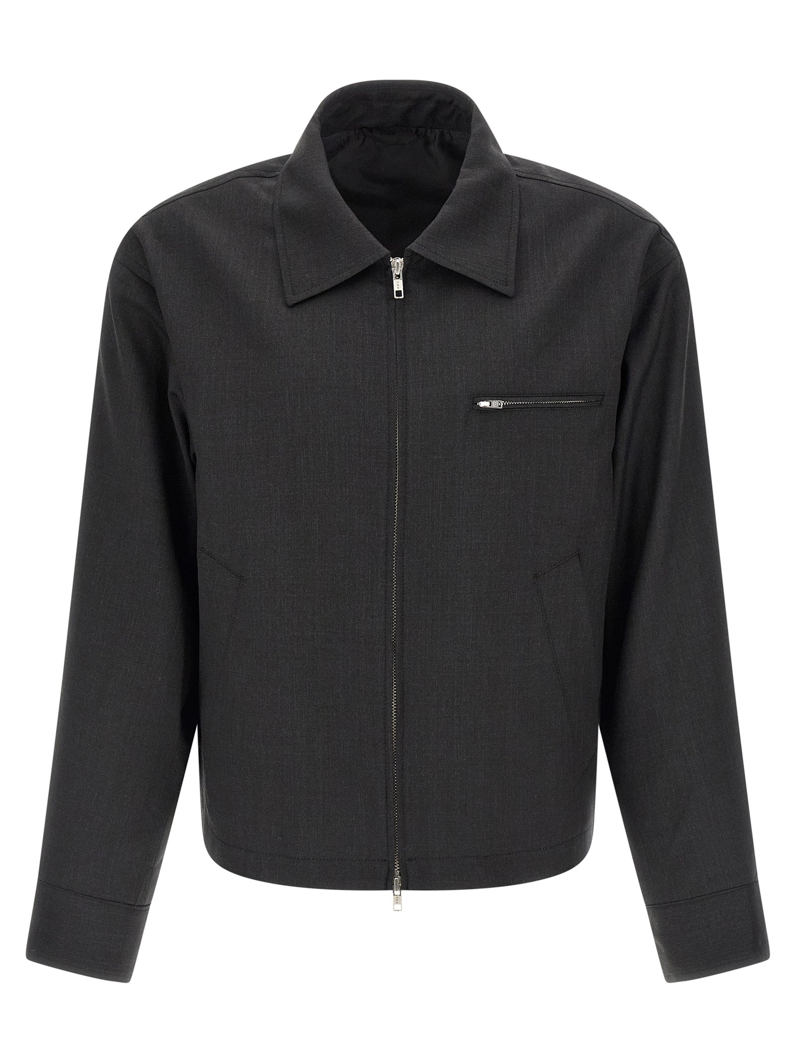 Postal jacket Gray Wool Down Jacket, Parka, Casual