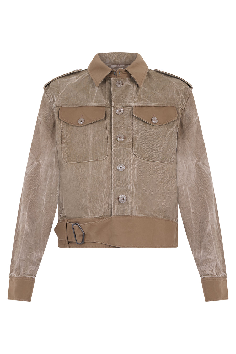 Denim Jacket With Flap Pockets Green Cotton