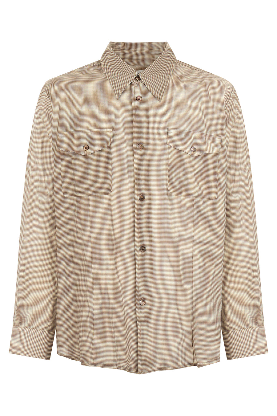 Shirt Checkered Beige Cotton