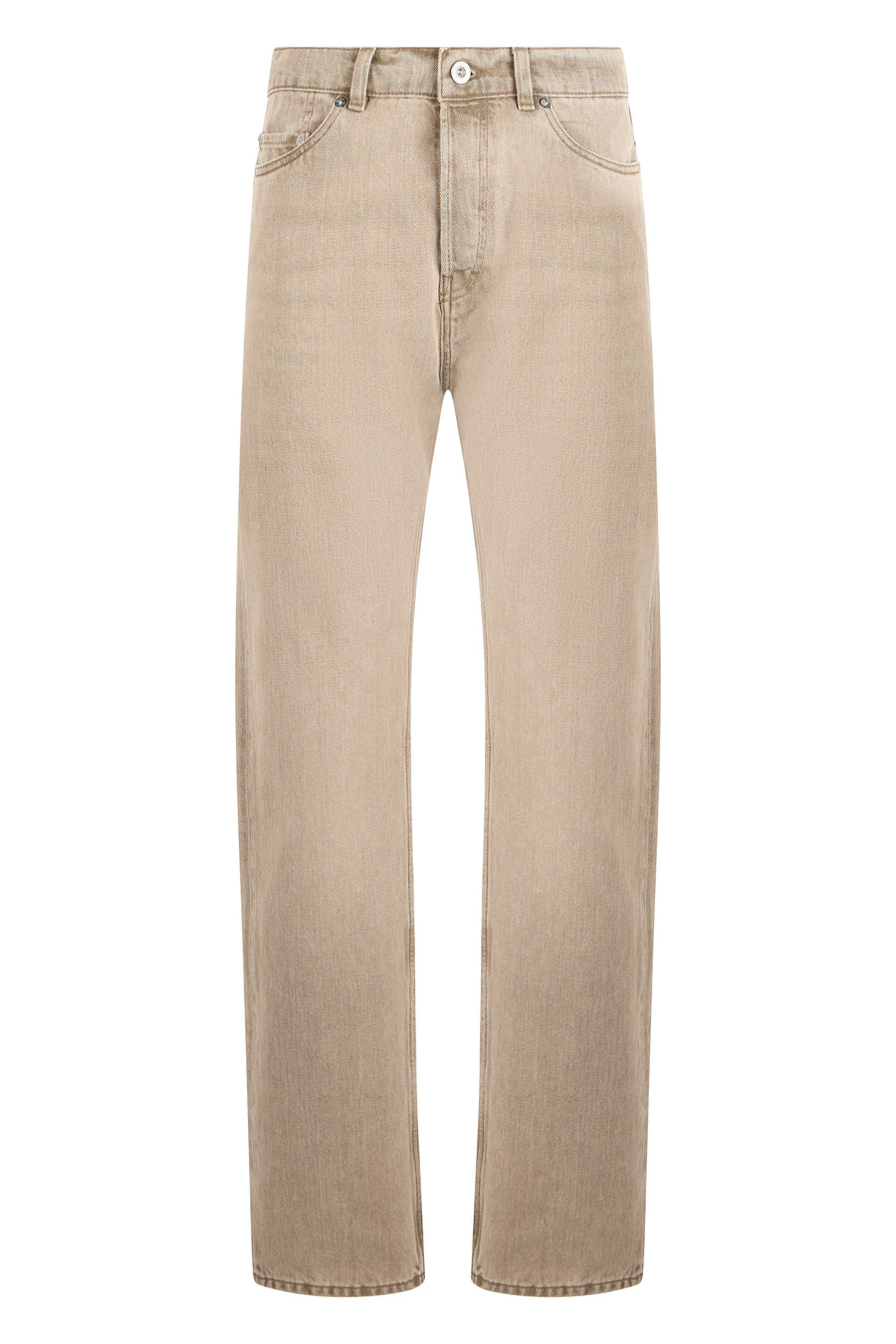Straight-Leg Denim Trousers Beige Cotton Regular & Jeans