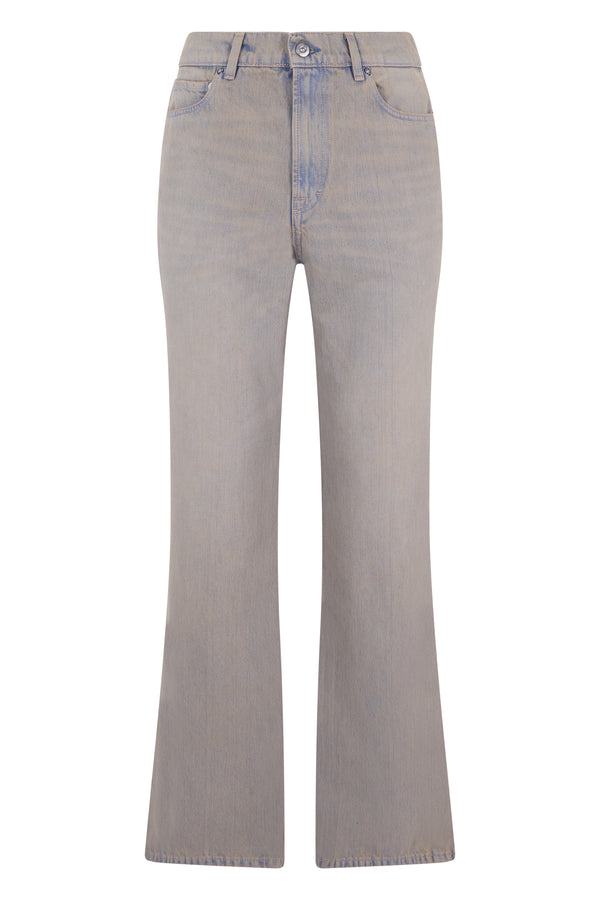 Denim Flared Trousers Grey Cotton Regular & Straight-leg Jeans