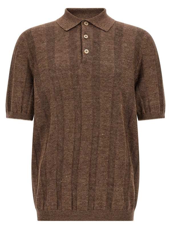 Brunello Cucinelli Wide Ribbed Polo Shirt