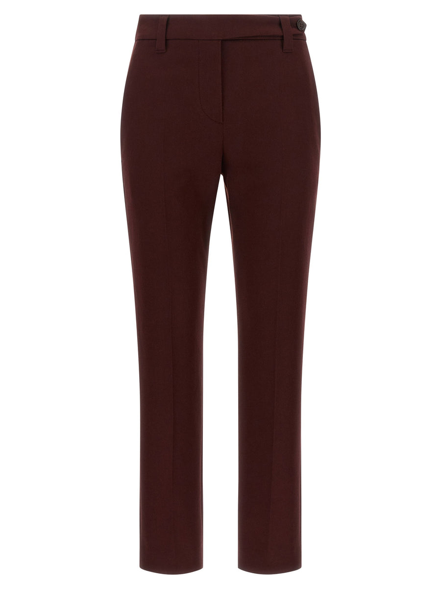 Brunello Cucinelli Monile Detail Trousers — Burgundy