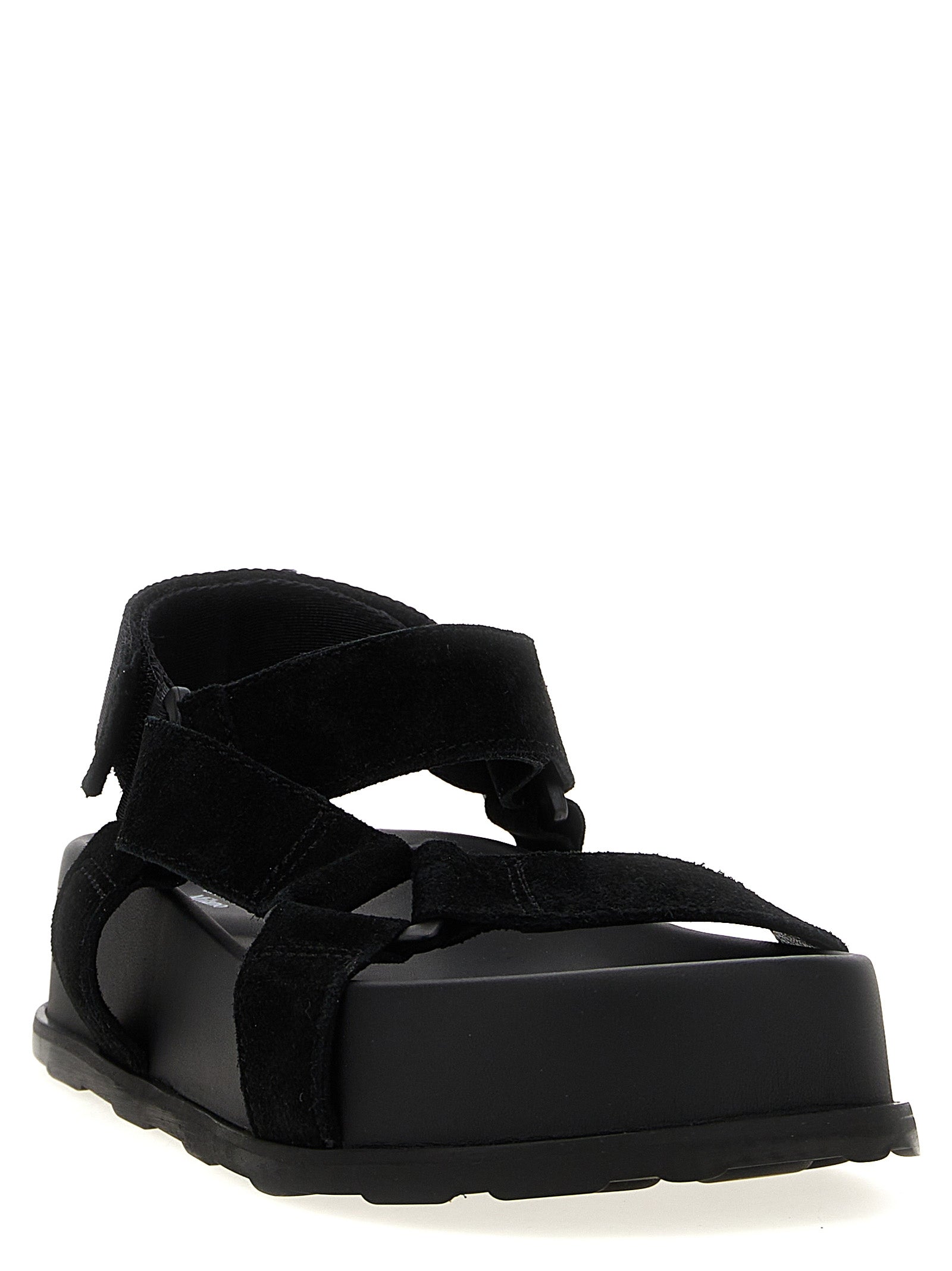 Suede sandals Black Calfskin Leather (bos Taurus)