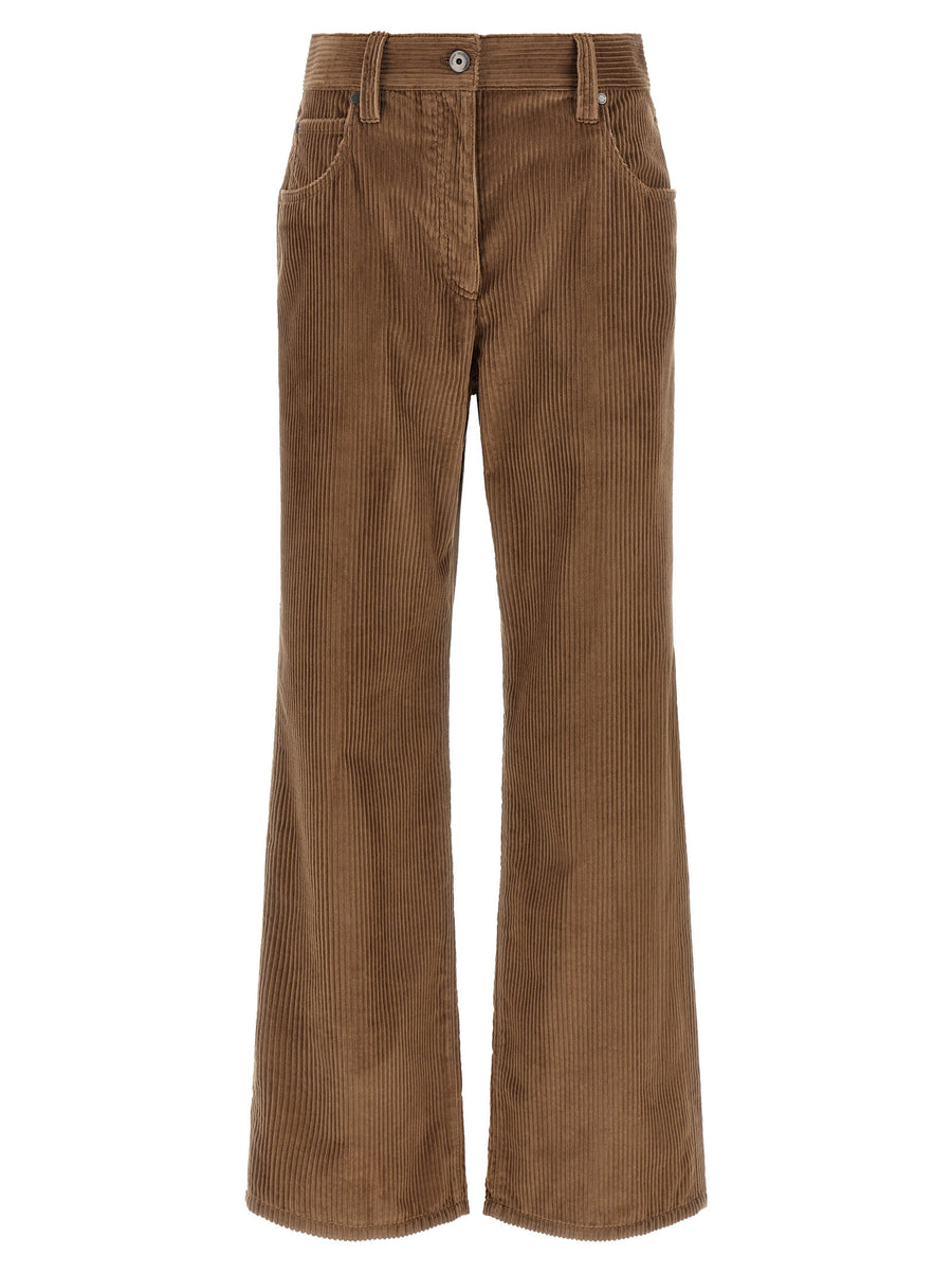 Brunello Cucinelli Cotton Corduroy Trousers — Brown