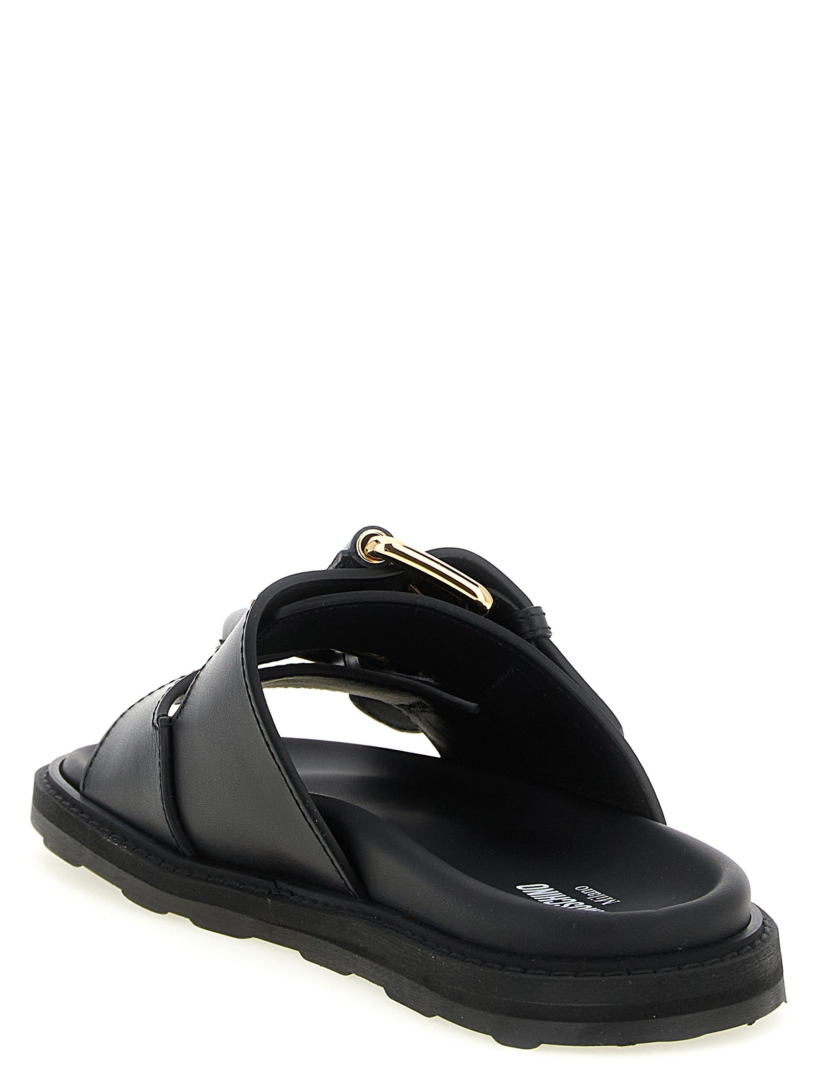 Double strap sandals Black Calfskin Leather (bos Taurus)