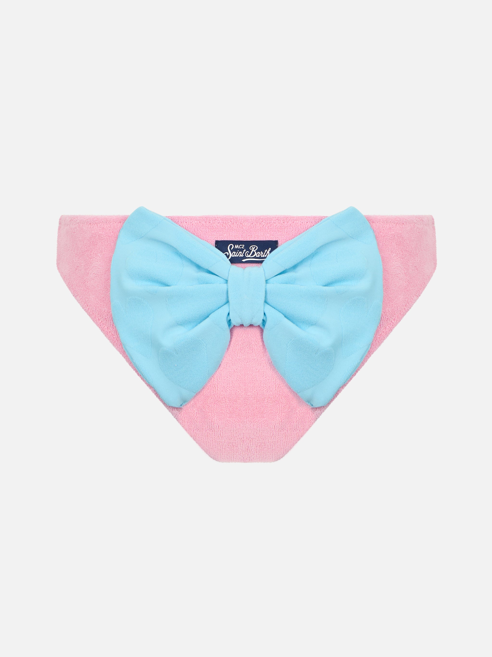 Girl Pink Terry Swim Briefs Madame With Bow Bottom