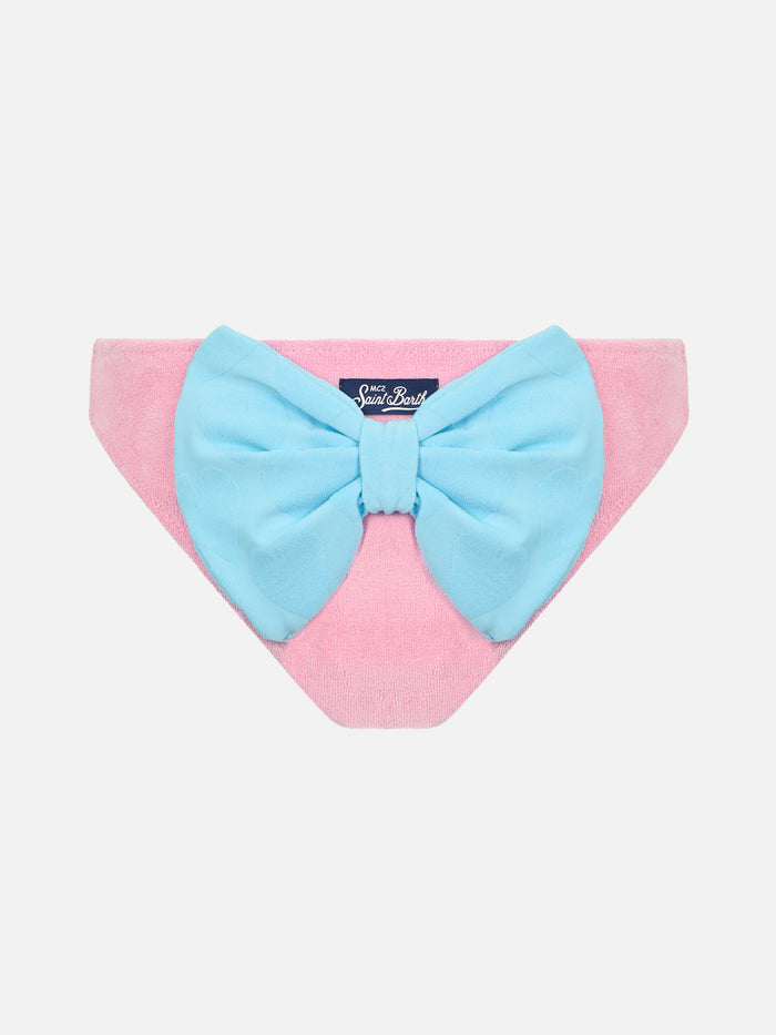 Girl Pink Terry Swim Briefs Madame With Bow Bottom