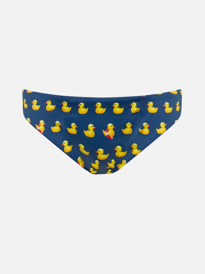 Girl Swim Briefs Madame With Bow And Ducky Print Blue Bottom