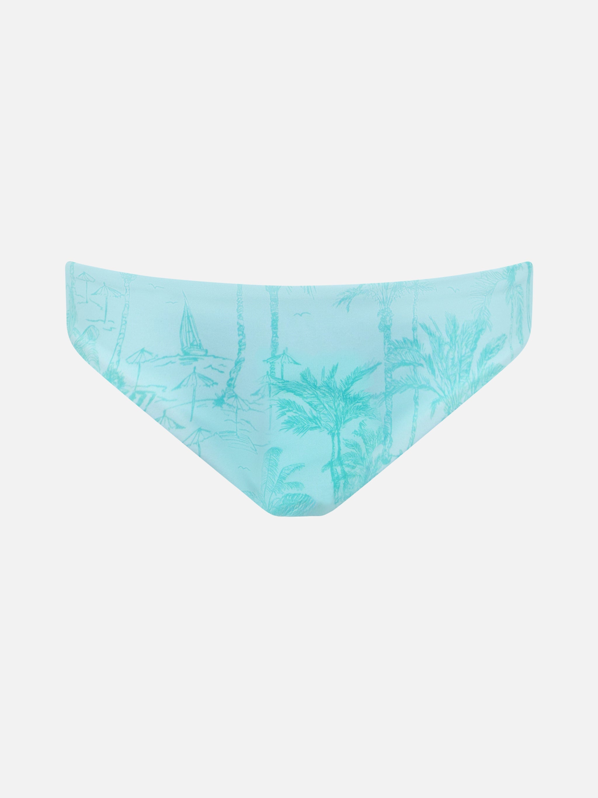 Girl Swim Briefs Madame With Bow And Toile De Jouy Print Green Bottom