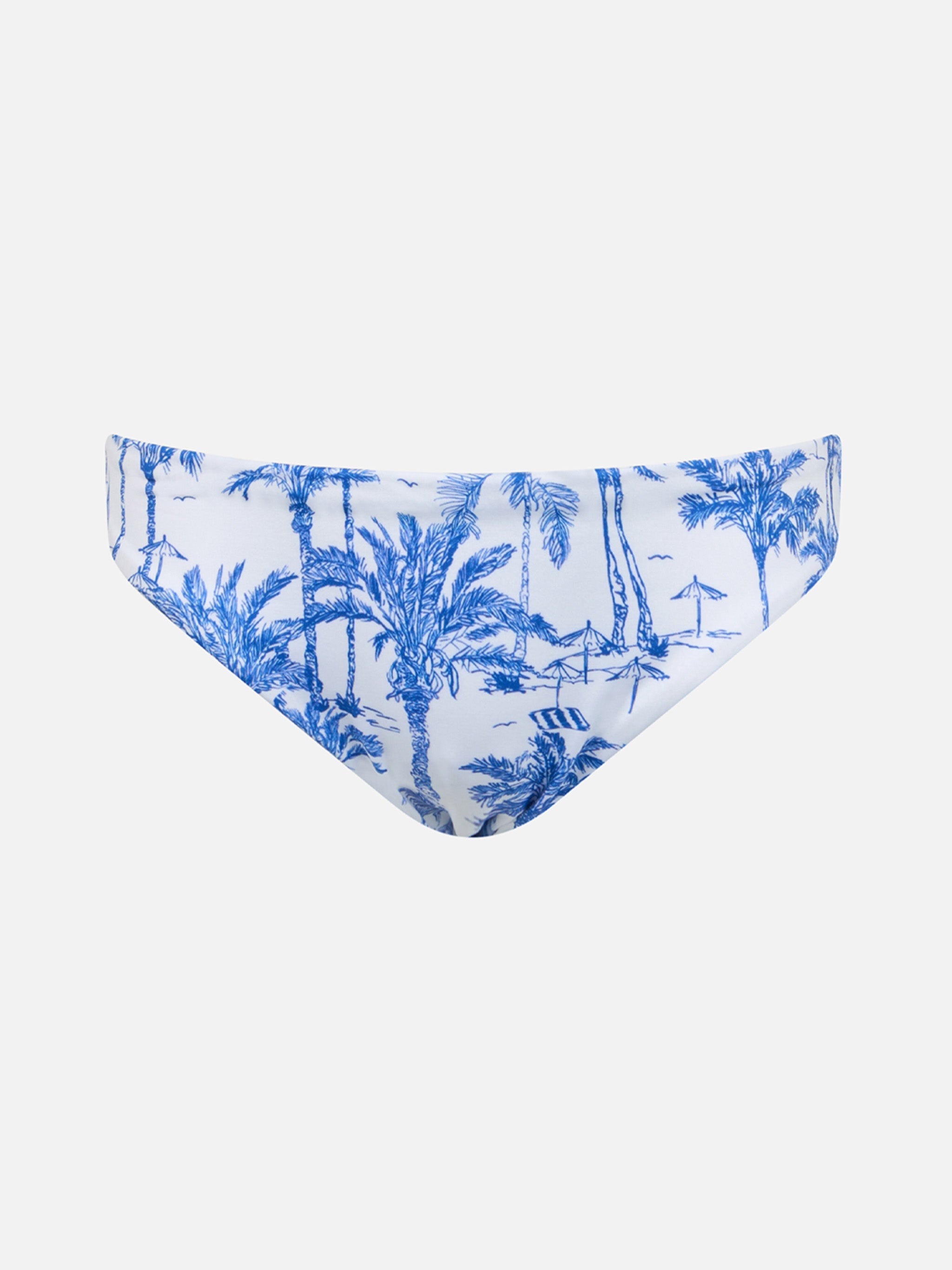 Girl Swim Briefs Madame With Bow And Toile De Jouy Print Pink Bottom
