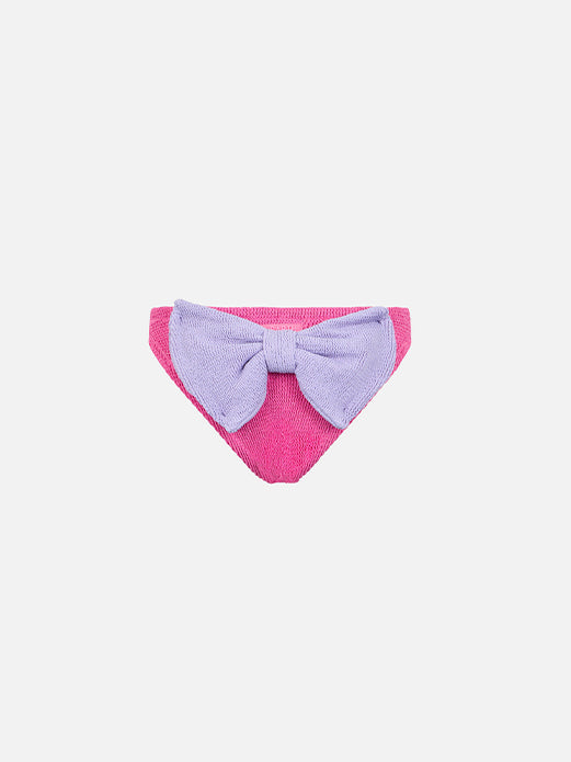 Girl Pink Crinkle Swim Briefs Madame With Bow Bottom