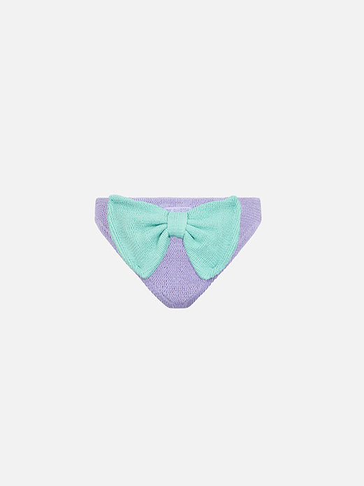 Girl Lilac Crinkle Swim Briefs Madame With Bow Pink Bottom