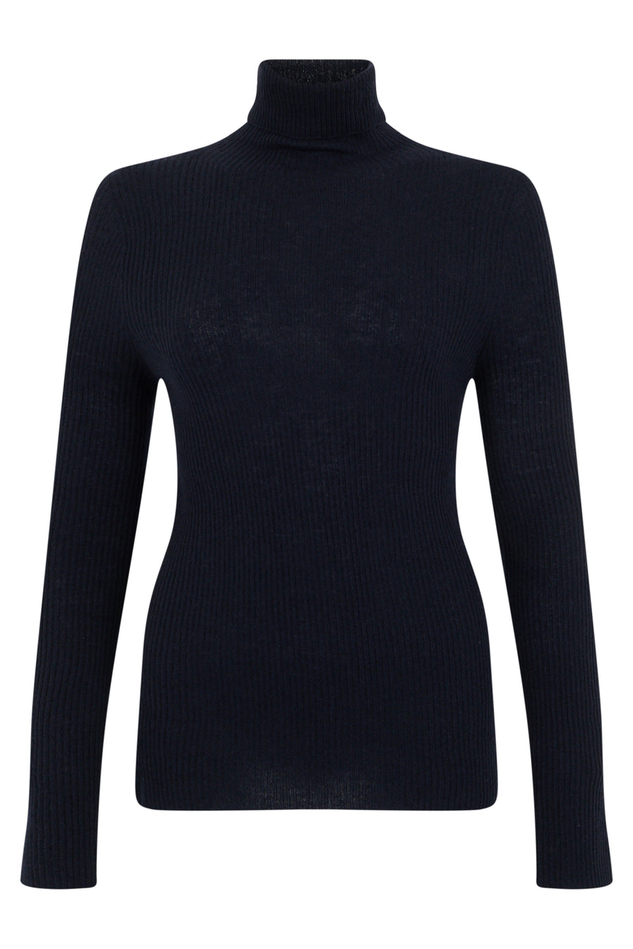 Sweater With High Collar, Midnight Blue Virgin Wool
