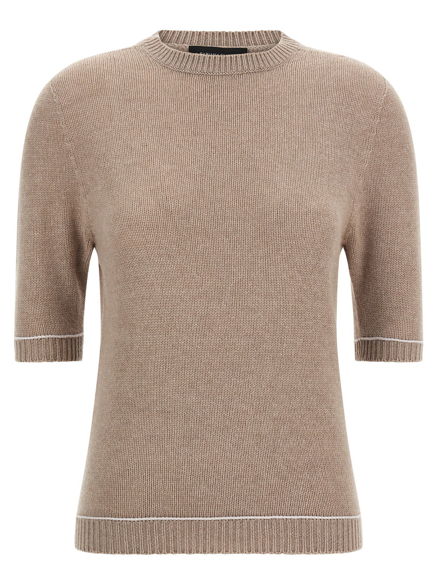 Fabiana Filippi Brushed Platinum Knit Sweater — Beige