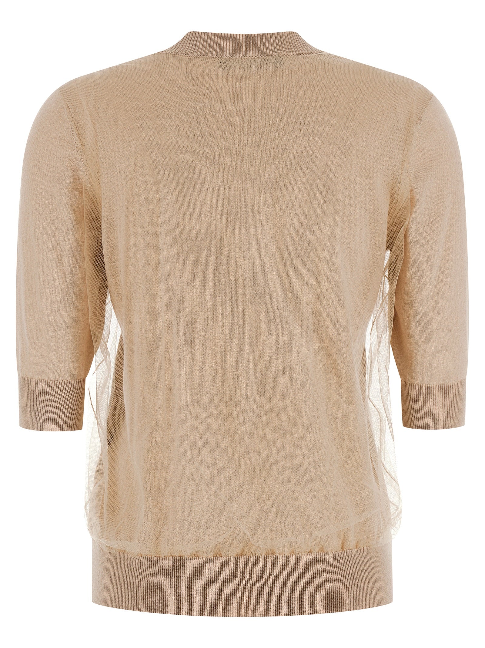 Double layer sweater Beige Virgin Wool Sweater, Cardigans