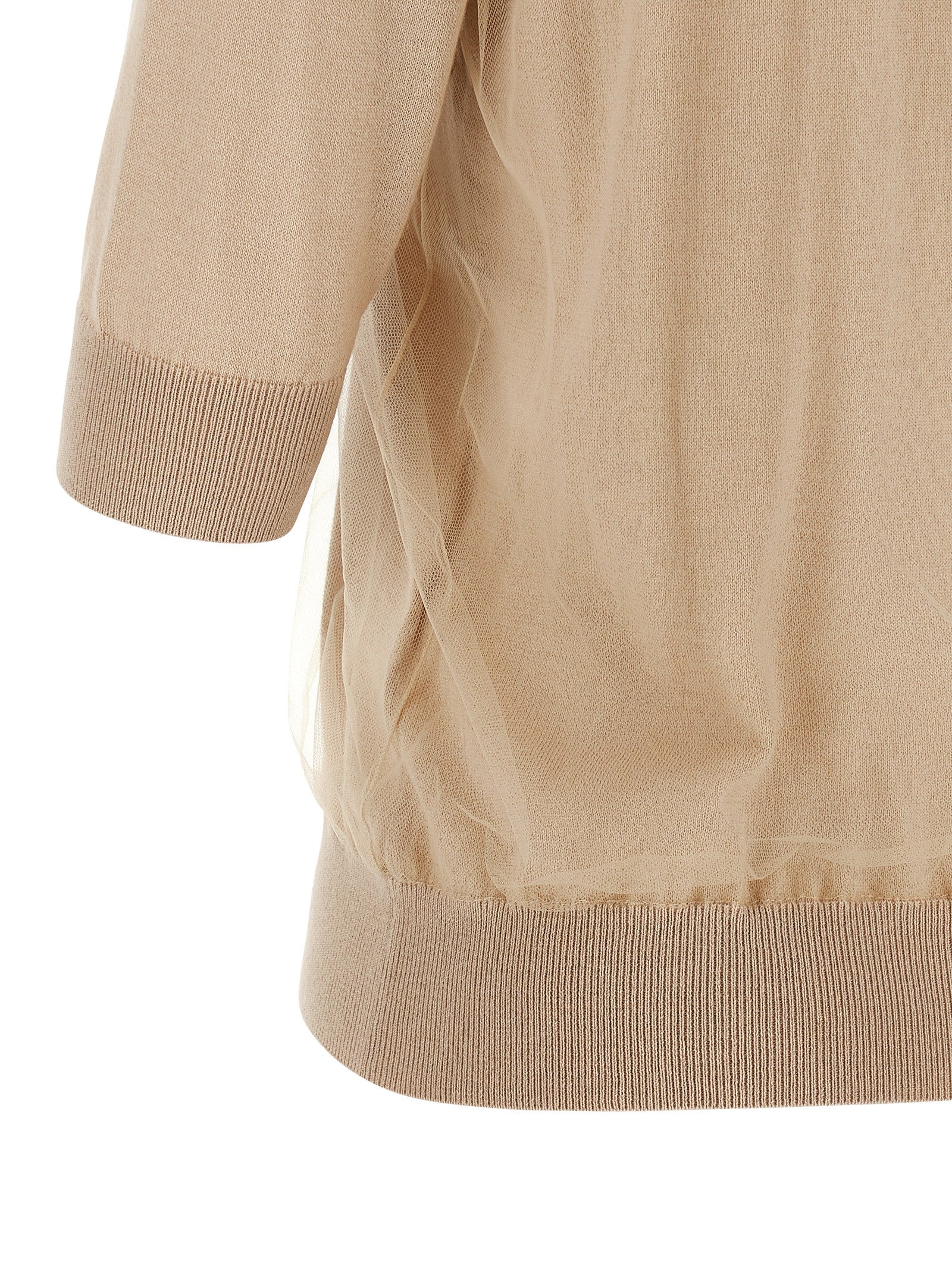 Double layer sweater Beige Virgin Wool Sweater, Cardigans