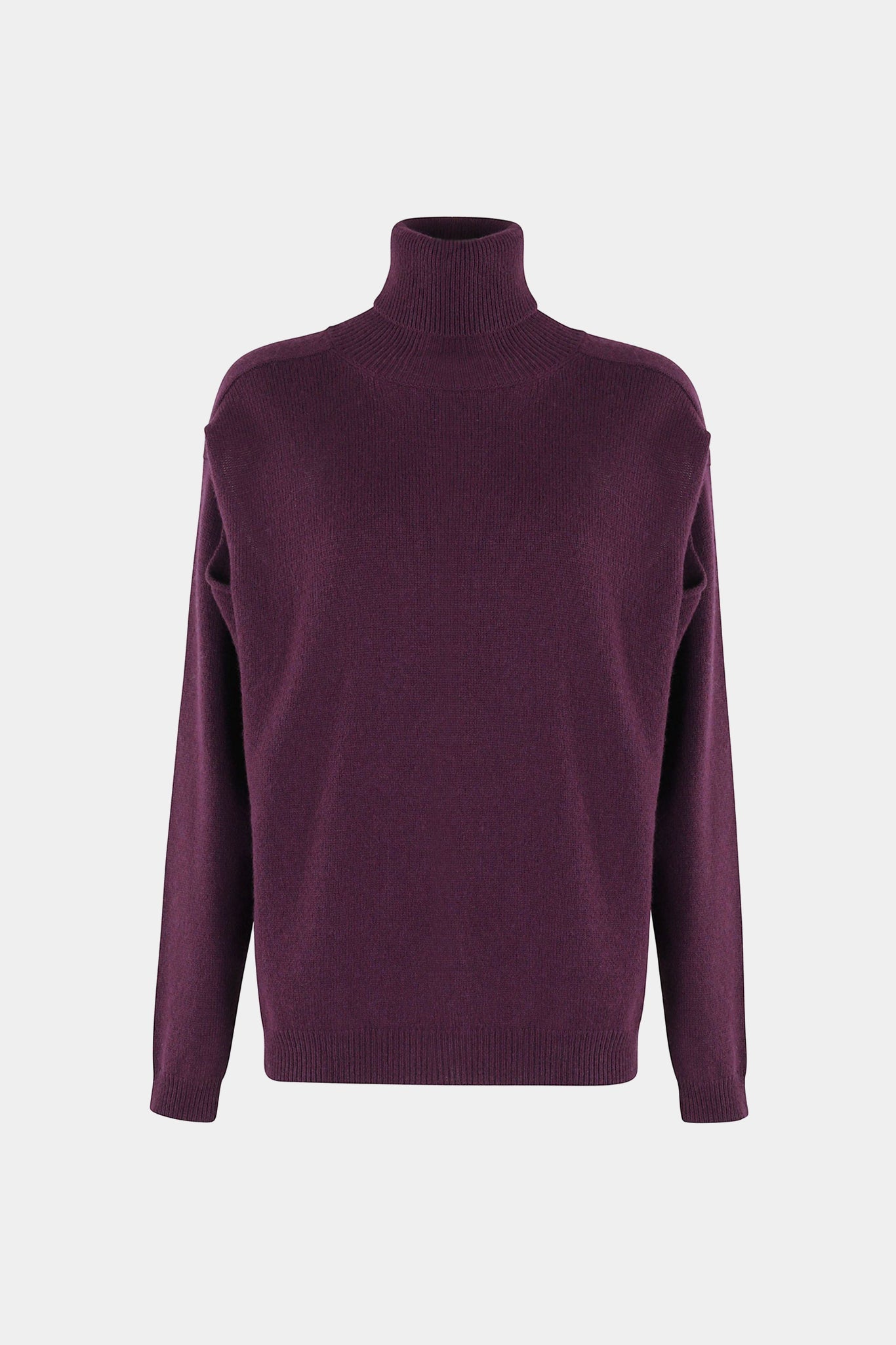 Maglia Misto Cashmere Cut Collo Alto Melanzana 18 Maglieria