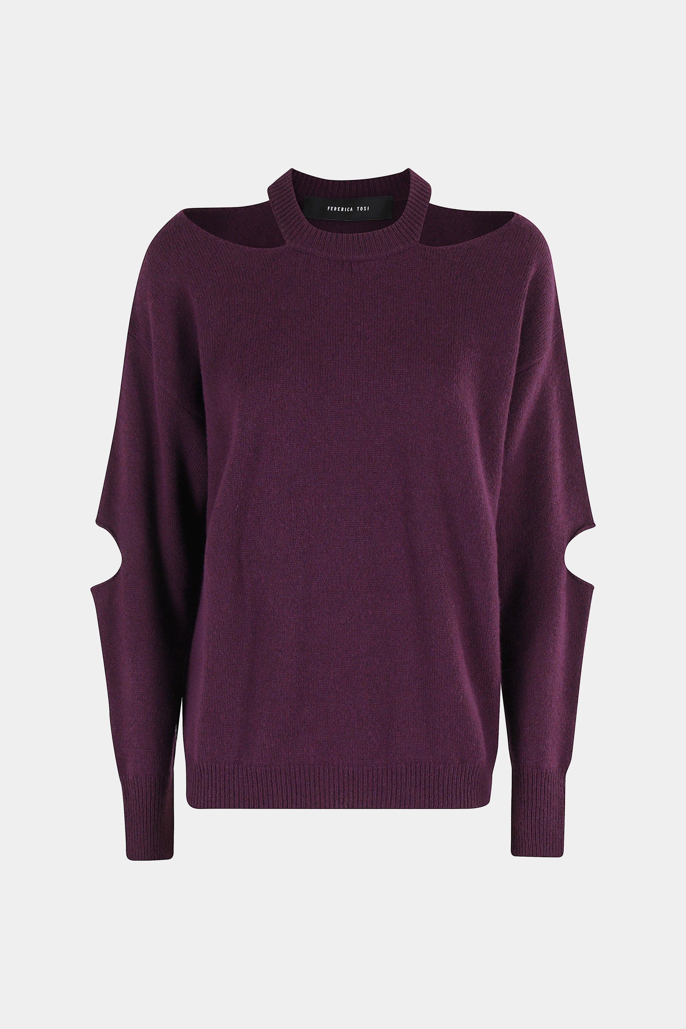 Maglia Misto Cashmere Cut Girocollo Melanzana 18 Maglieria