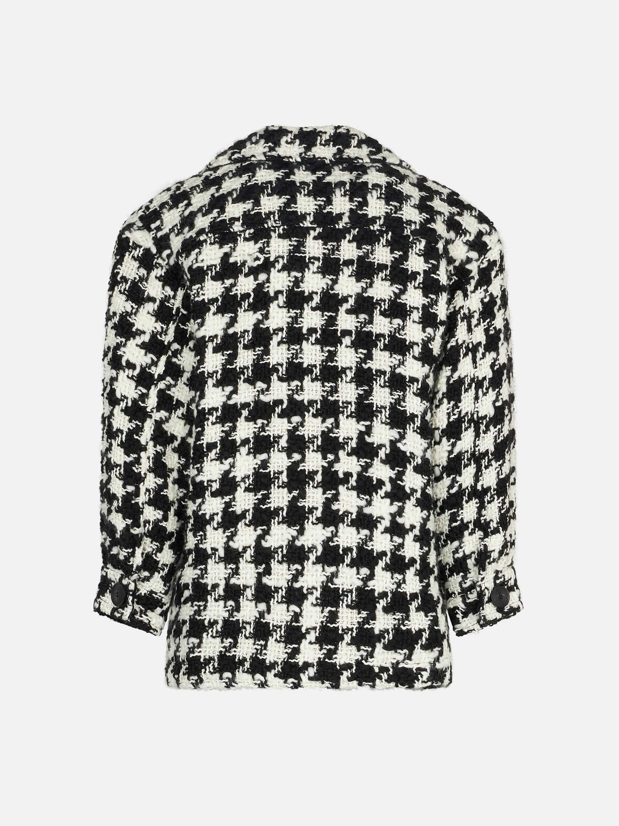 Girl Overshirt Jacket With Pied De Poule Print Black