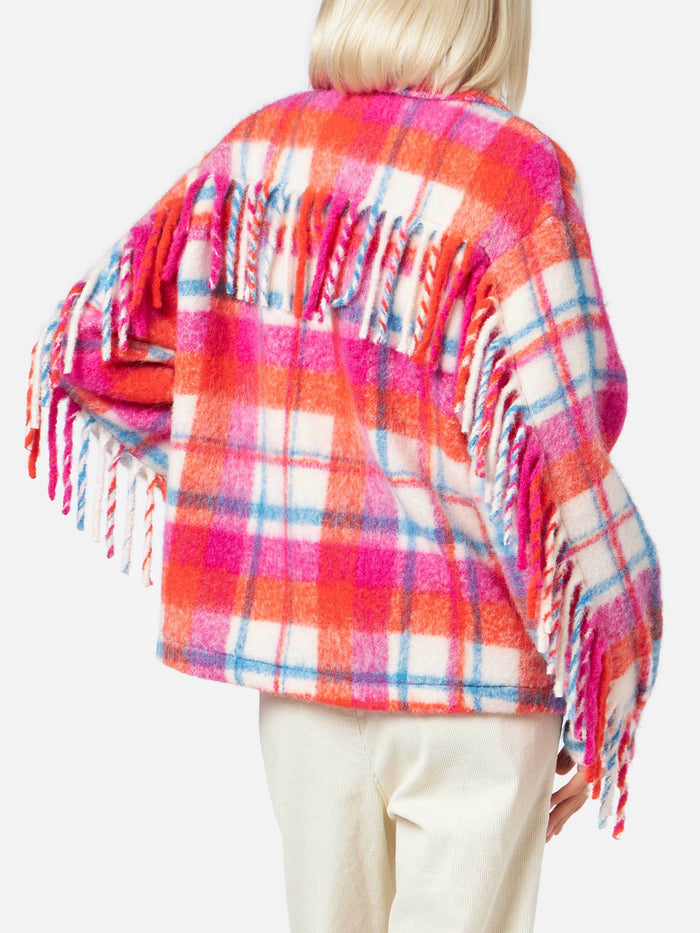 Marceline Tartan Overshirt Jacket With Fringes