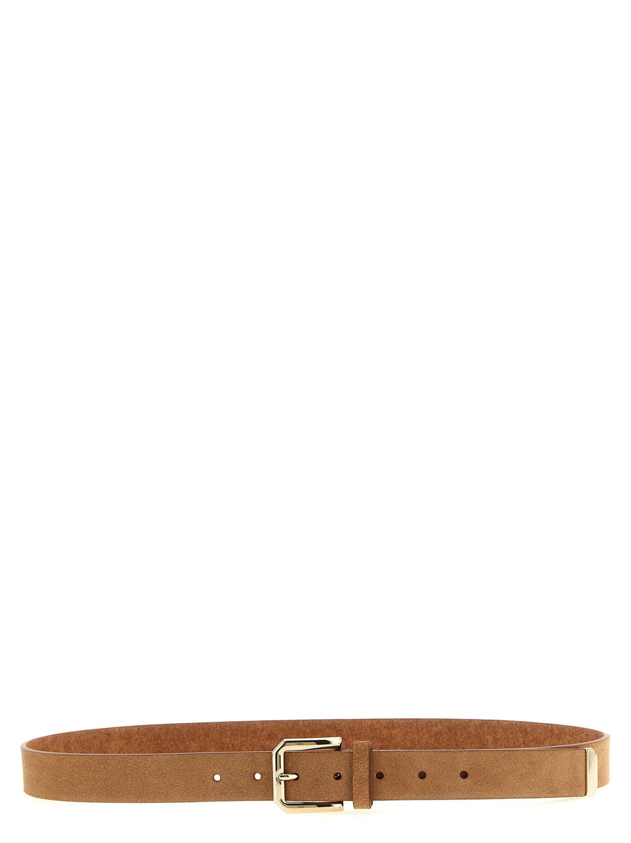 Brunello Cucinelli Inverted Calf Leather Belt — Caramel