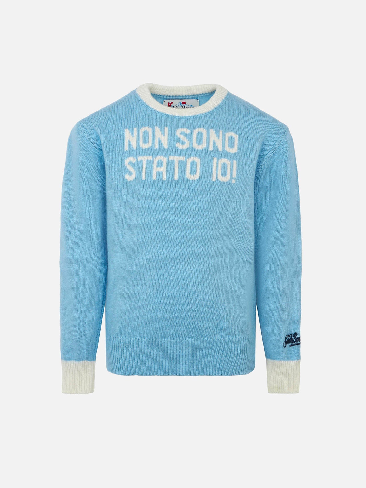 Boy Crewneck Sweater With Non Sono Stato Io! Print Sky
