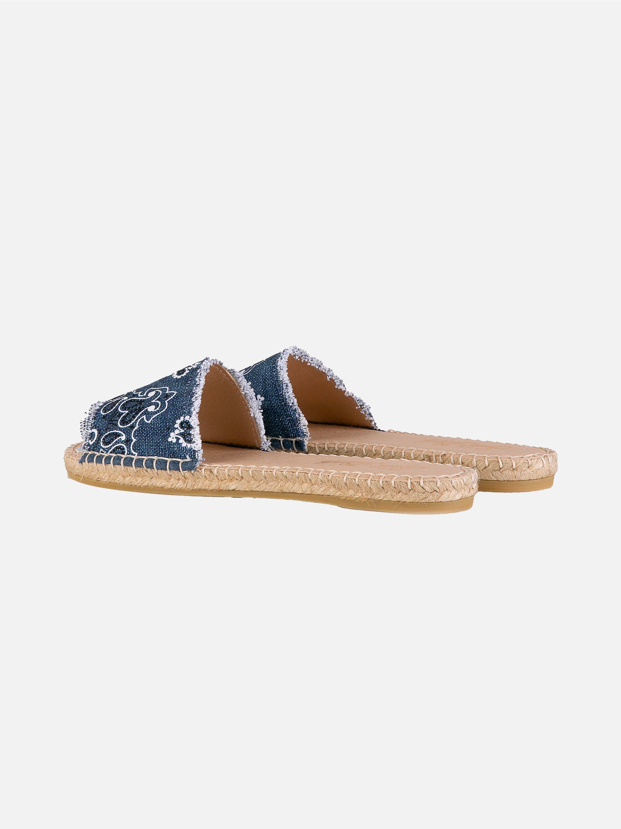 Denim Luz Espadrilla Slides With Bandana Print Blue Shoe