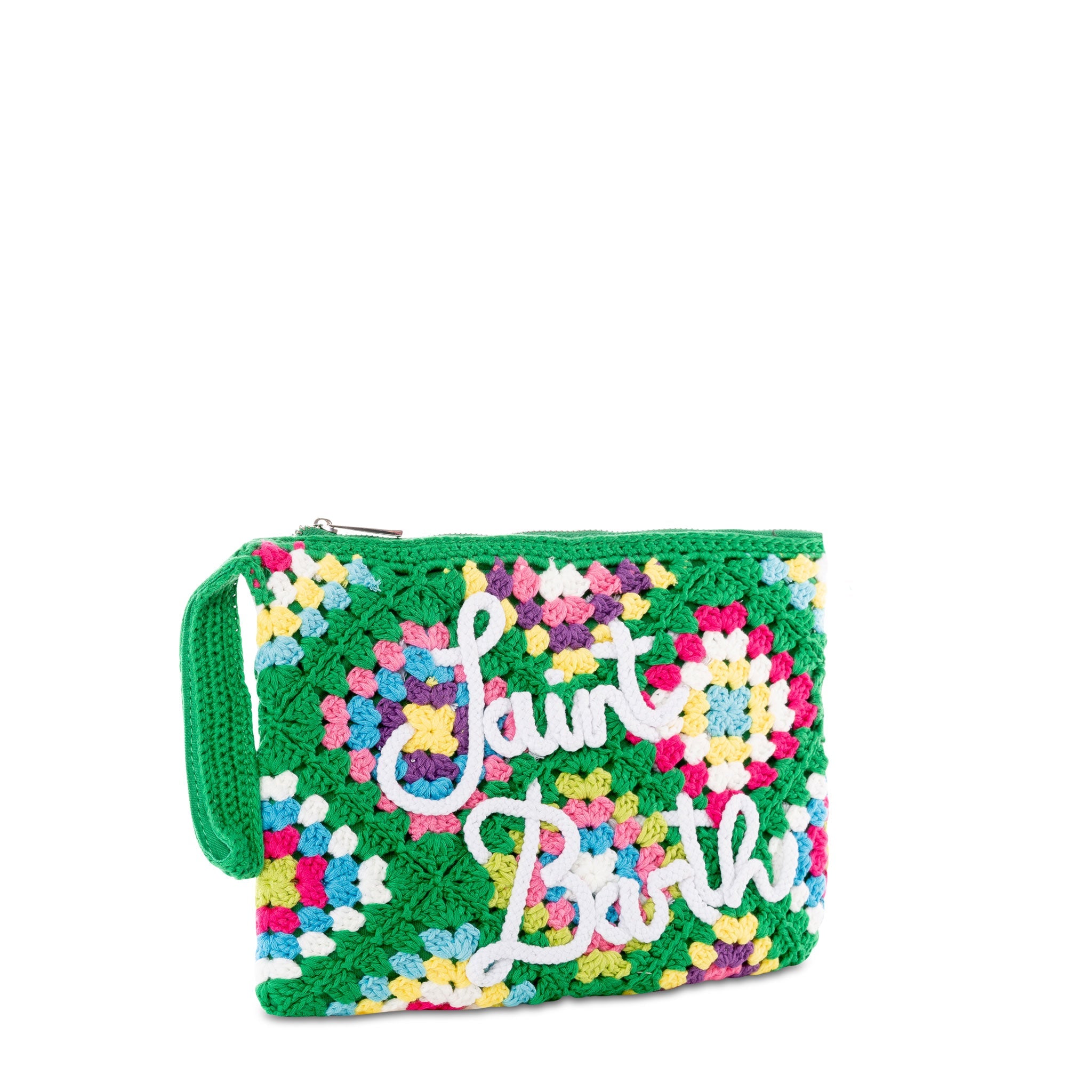 Parisienne Green Crochet Pouch Bag With Saint Barth Pochette