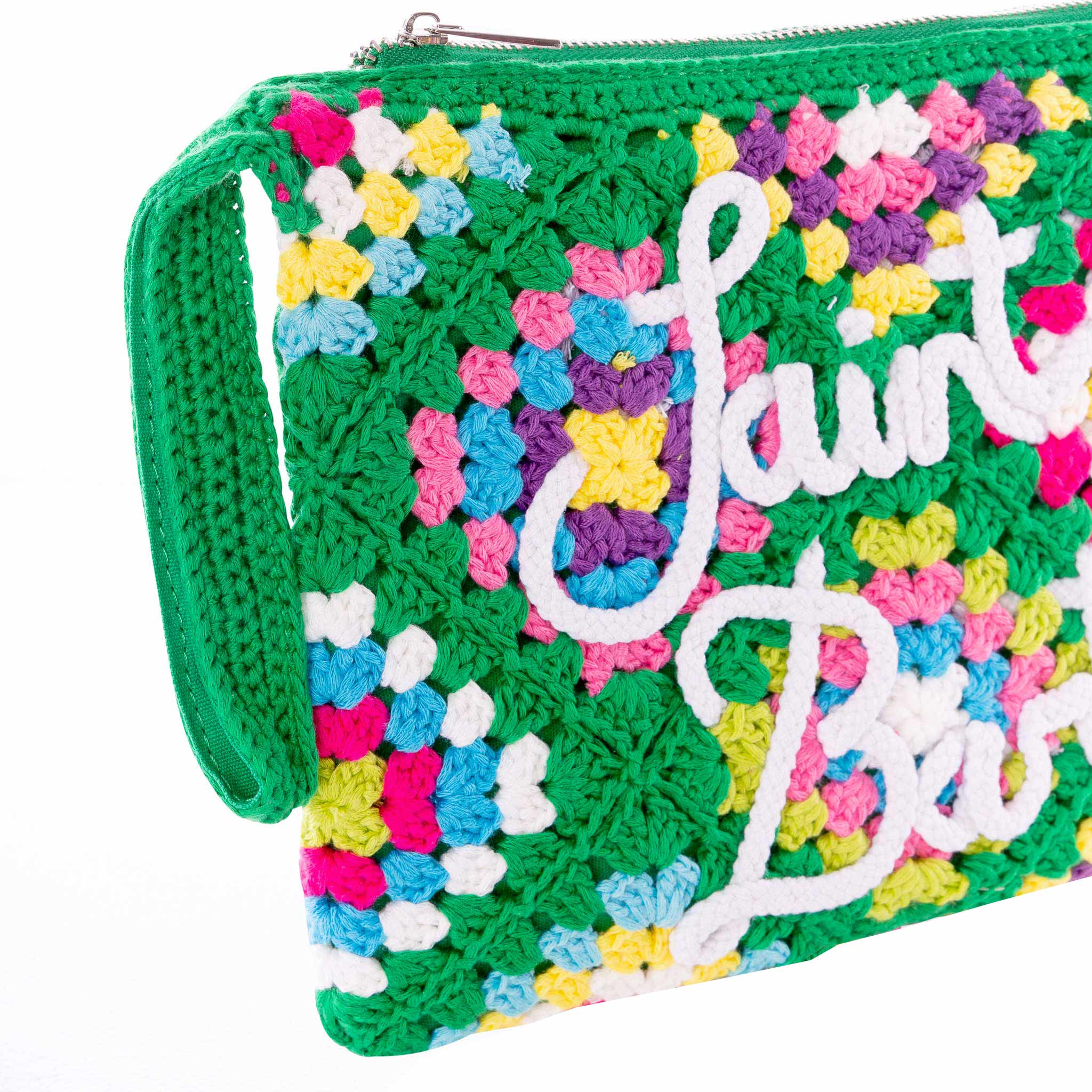 Parisienne Green Crochet Pouch Bag With Saint Barth Pochette