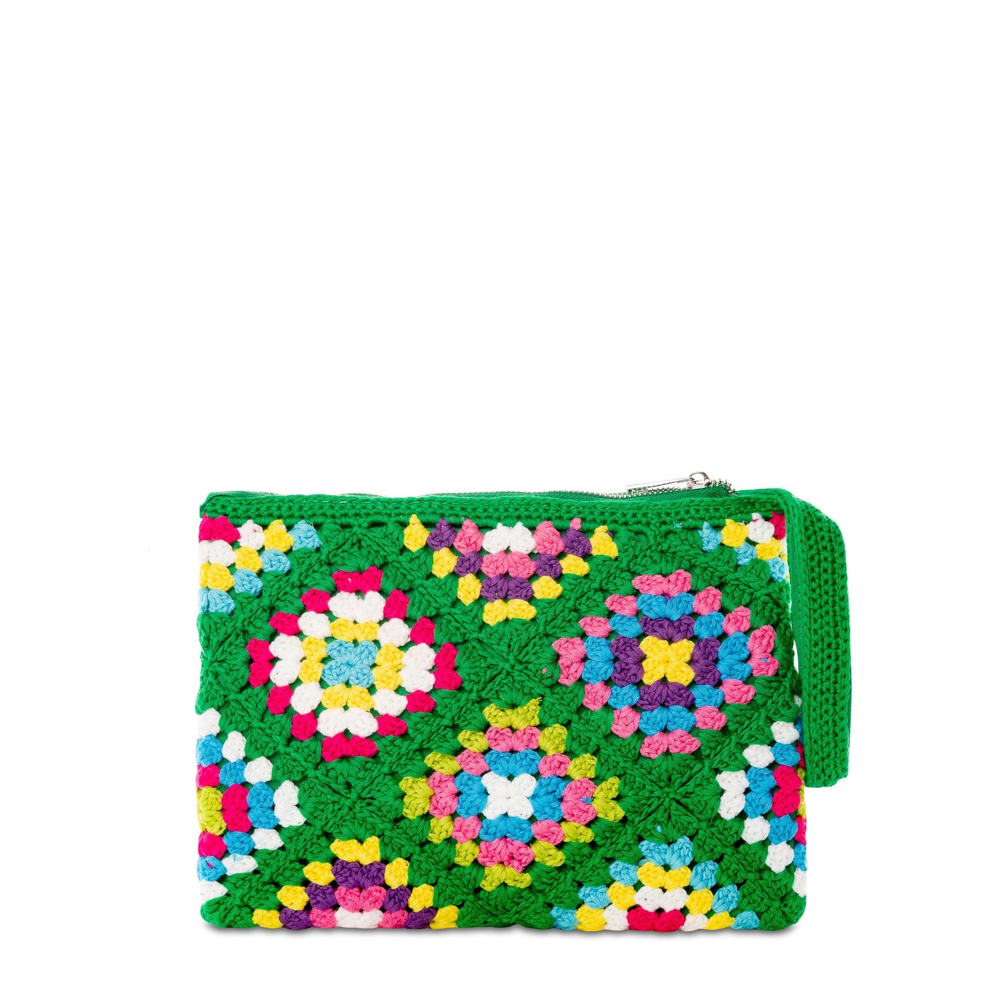 Parisienne Green Crochet Pouch Bag With Saint Barth Pochette