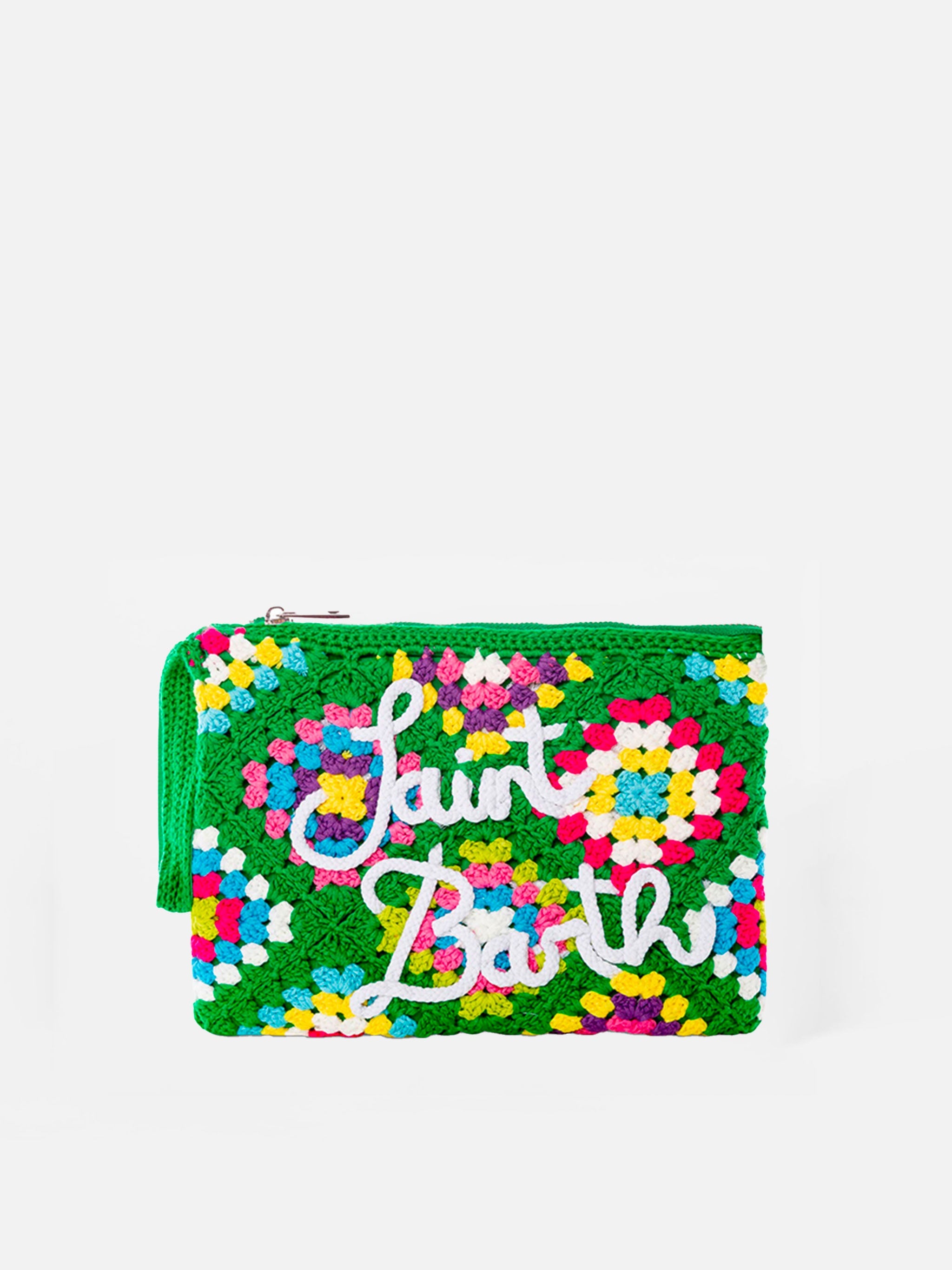 Parisienne Green Crochet Pouch Bag With Saint Barth Pochette