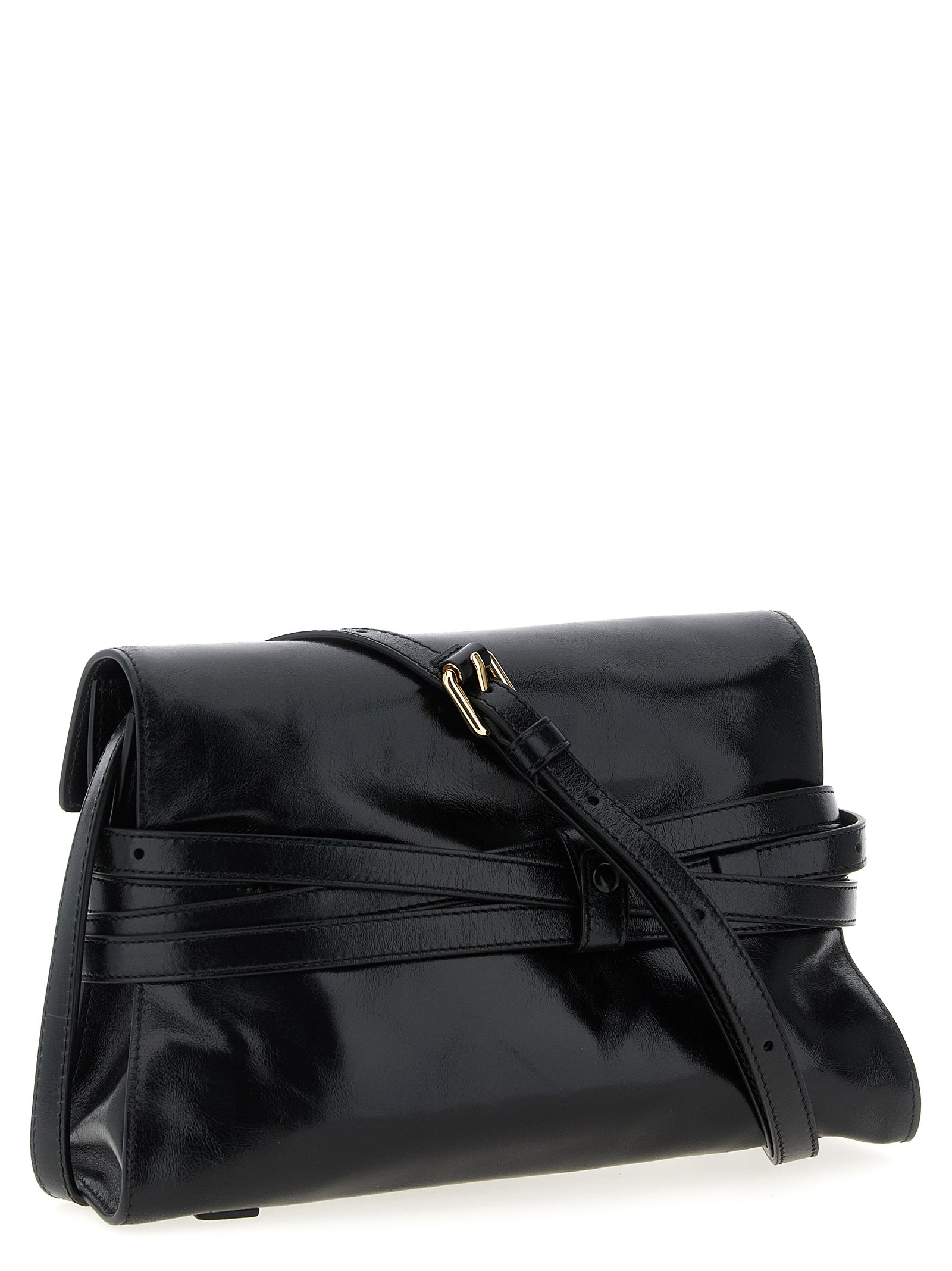 Tie Me crossbody bag Black Leather