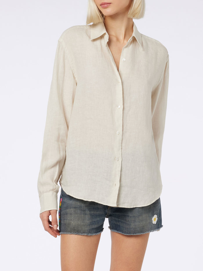 Cream Meredith Linen Shirt White