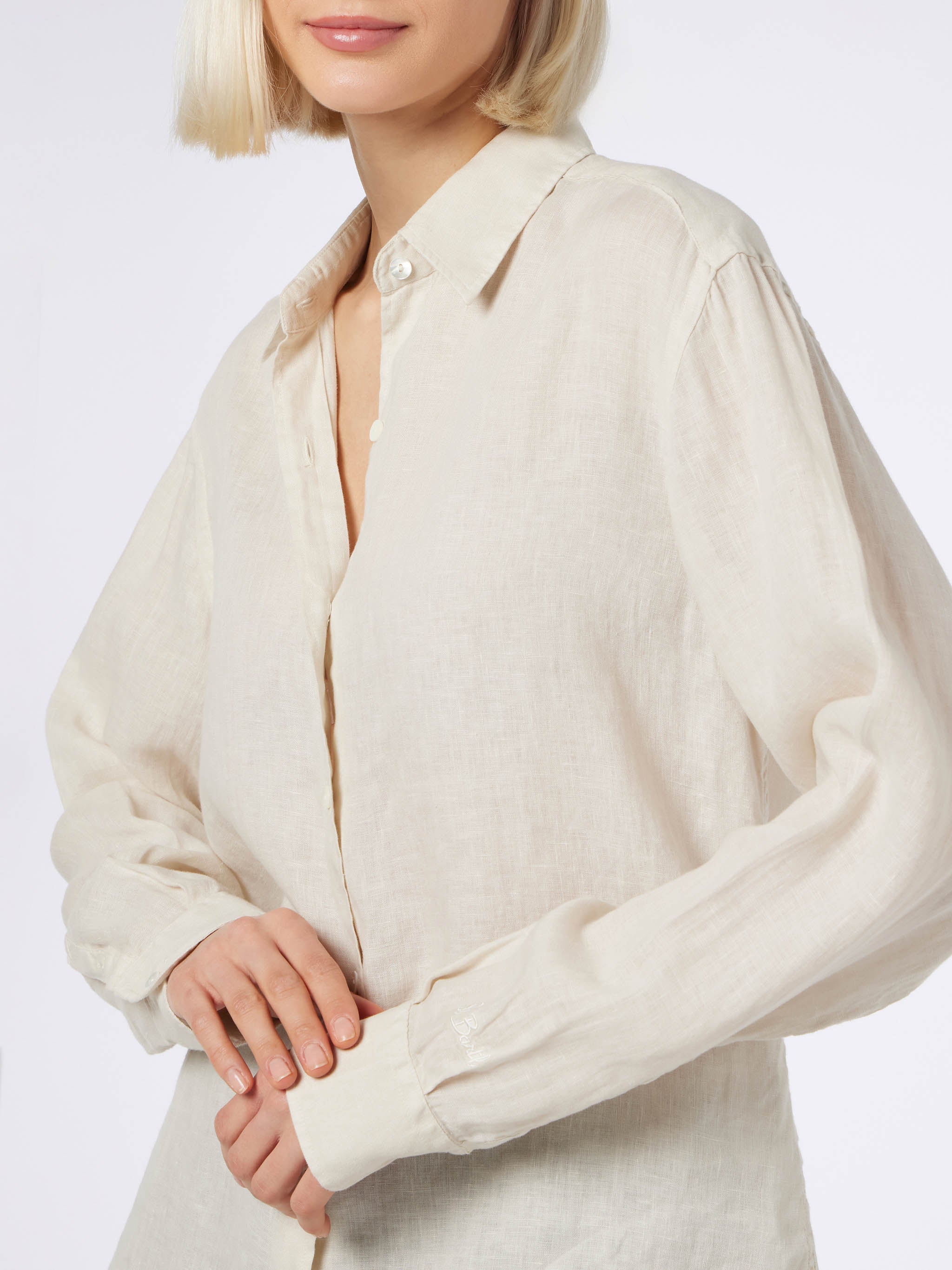 Cream Meredith Linen Shirt White