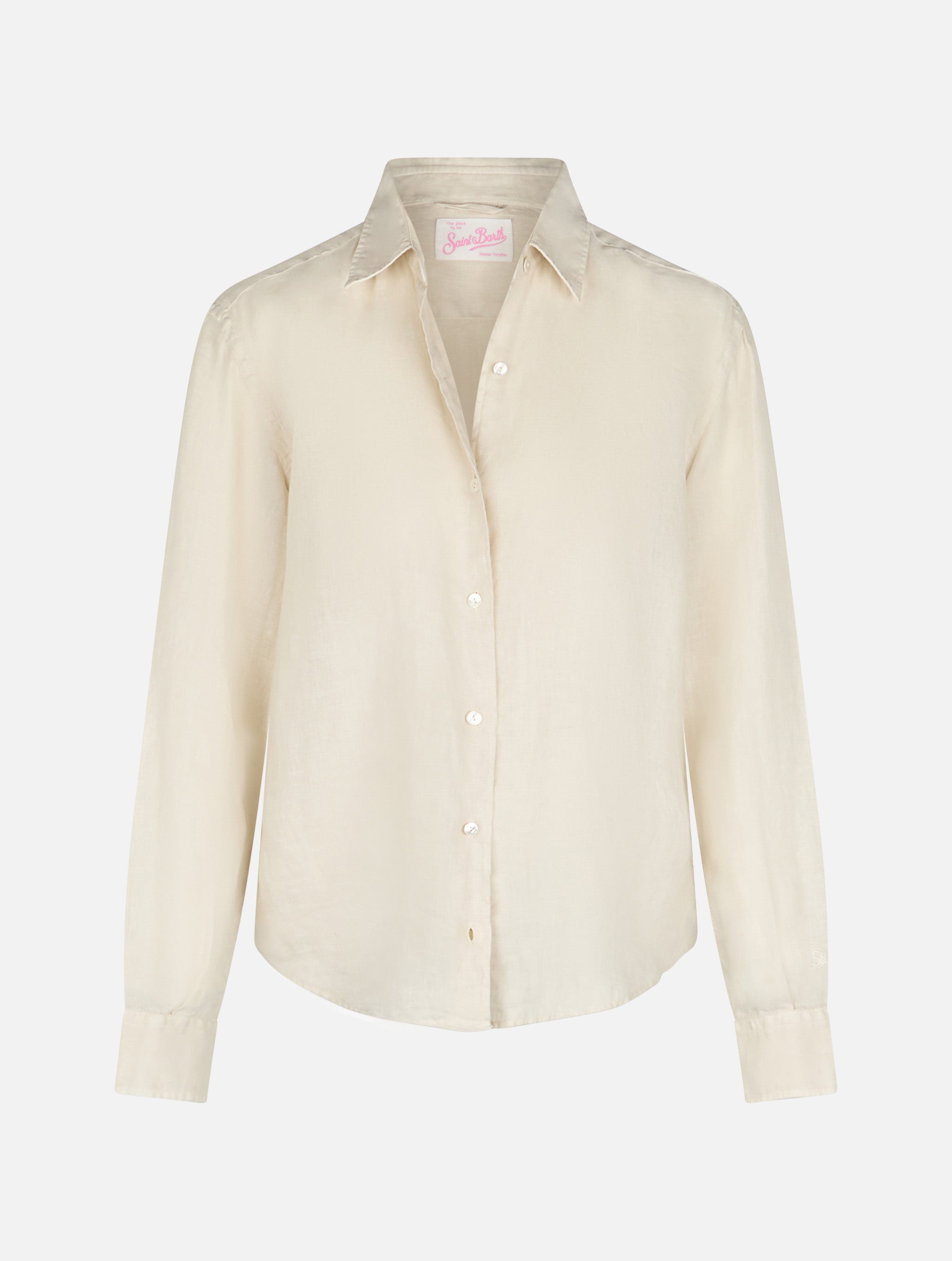 Meredith Cream Linen Classic Shirt White