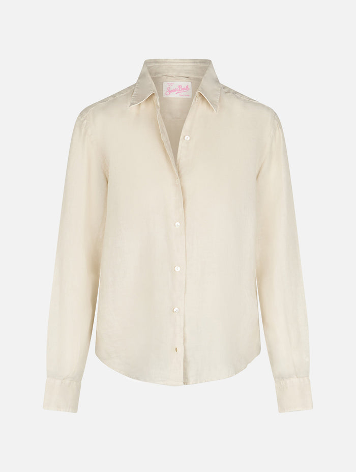 Meredith Cream Linen Classic Shirt White