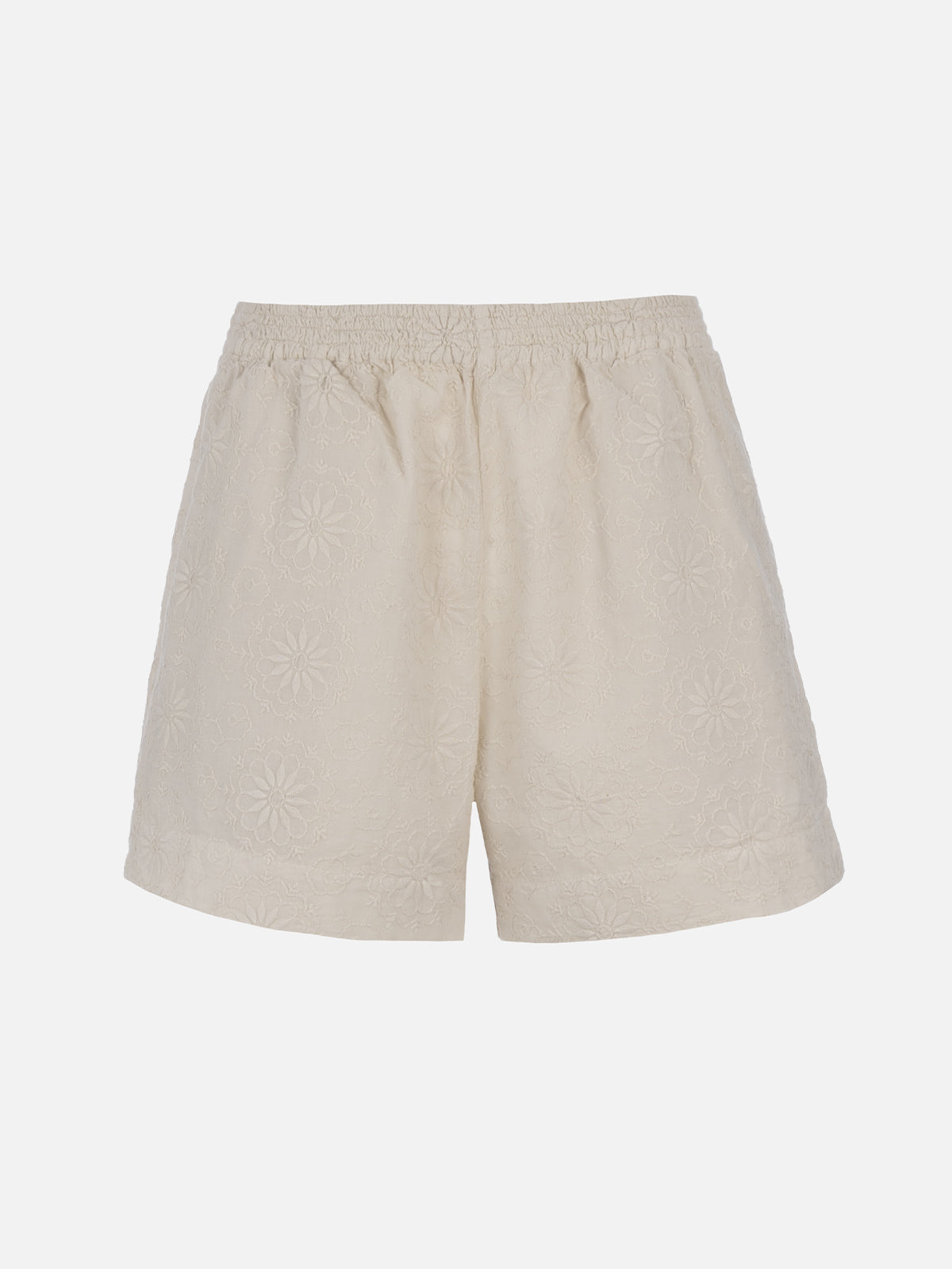 Meave Black Sangallo Cotton Shorts White Pant