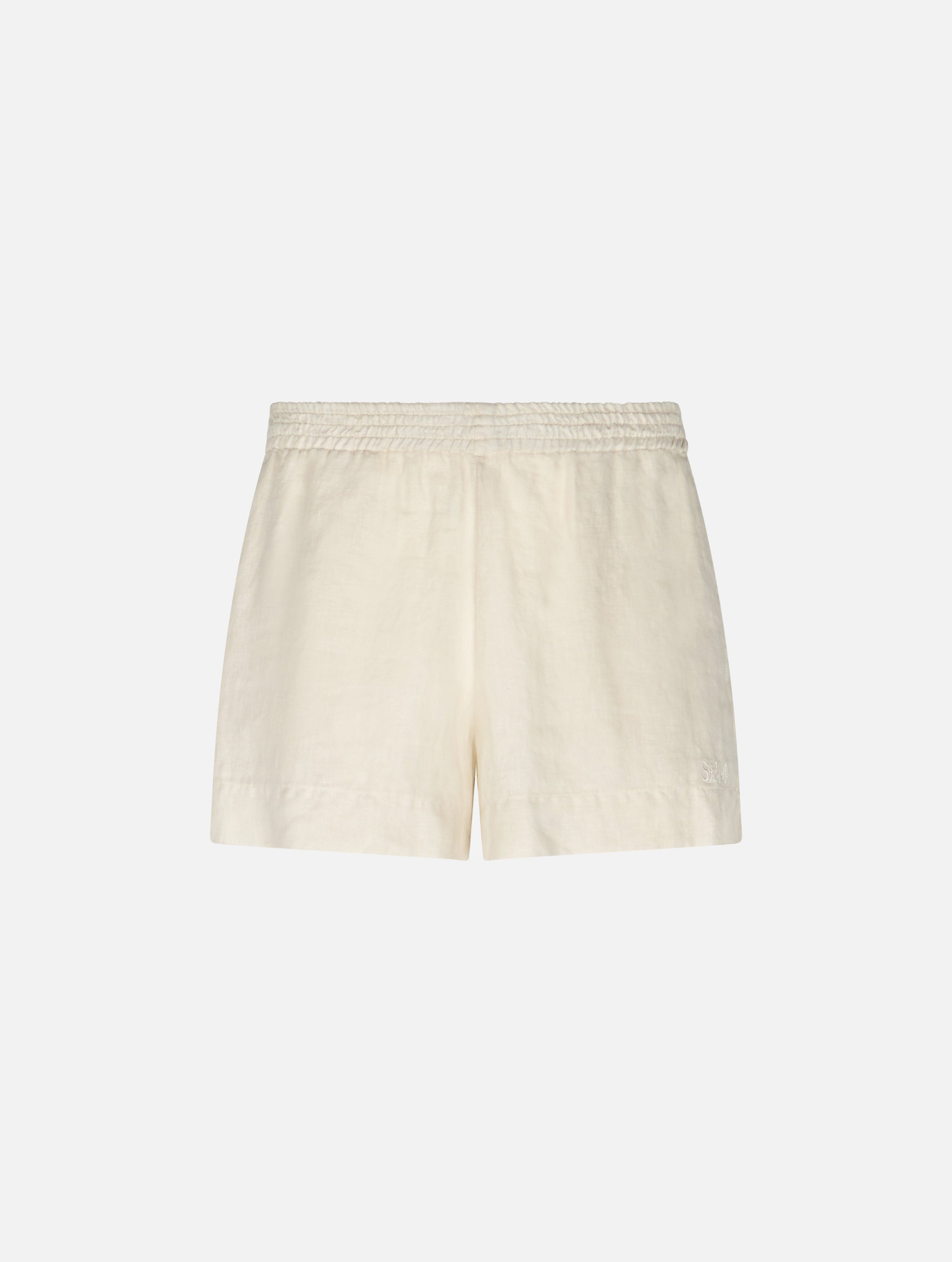 Meave Cream Linen Shorts White Pant
