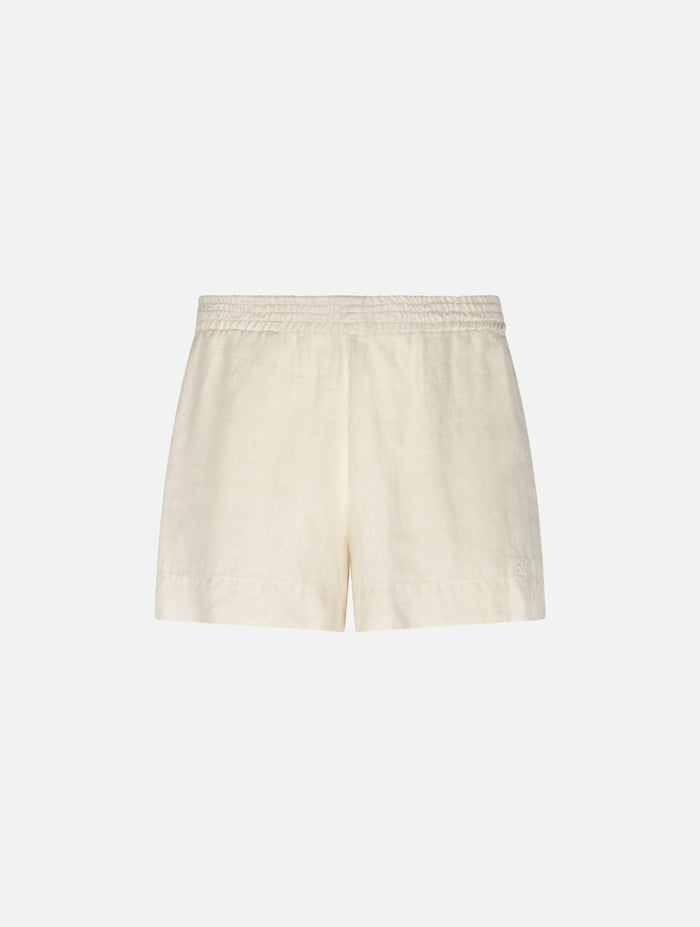 Meave Cream Linen Shorts White Pant