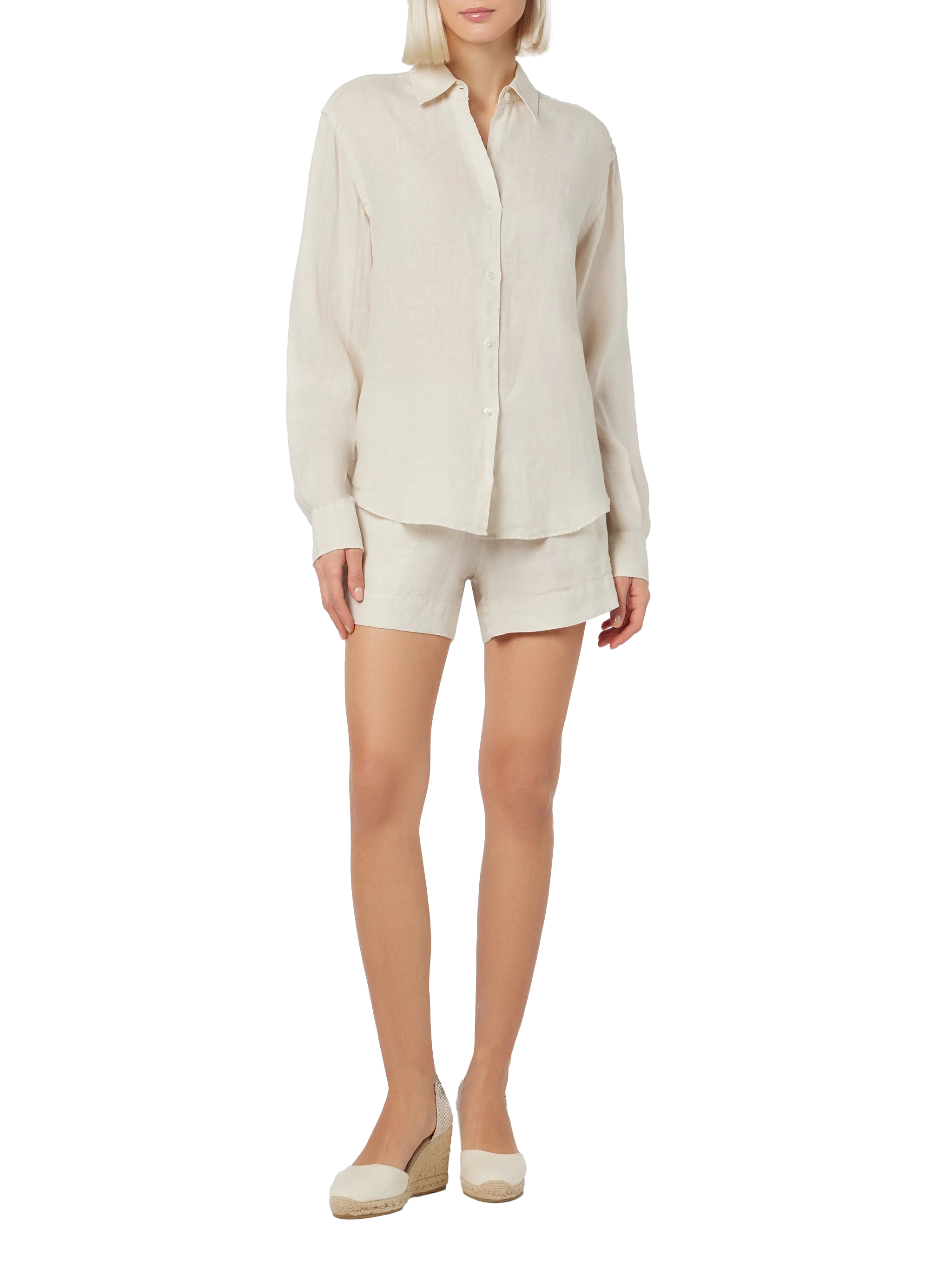 Meave Cream Linen Shorts White Pant